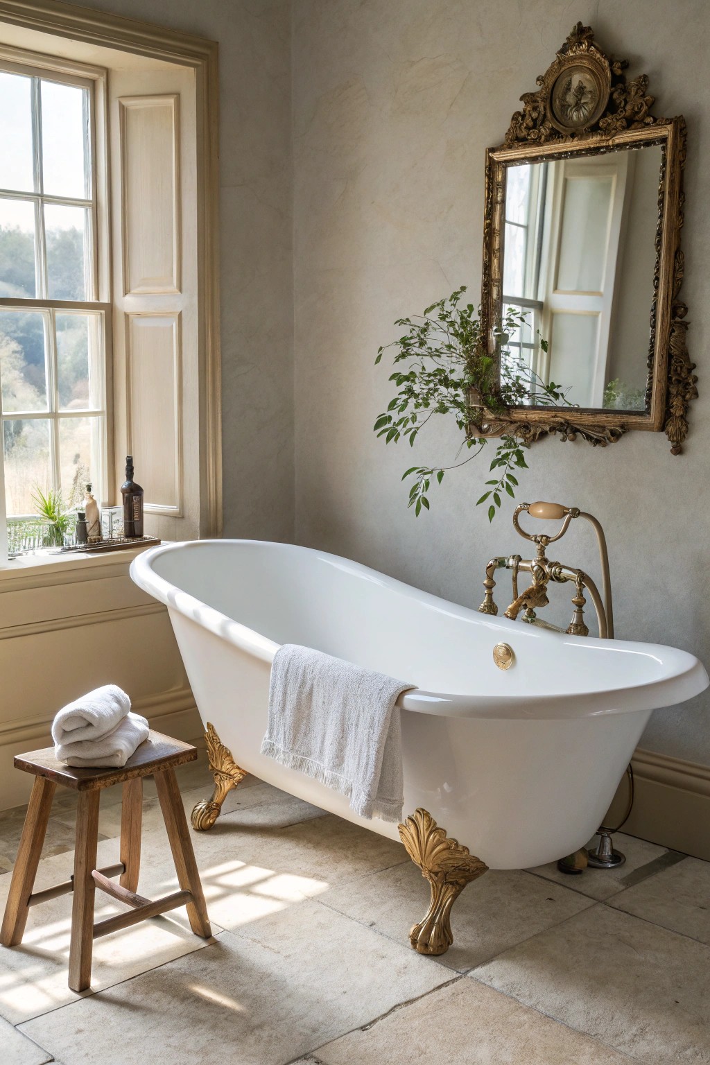 Timeless luxury: a vintage clawfoot tub, reimagined for elegant modern living.