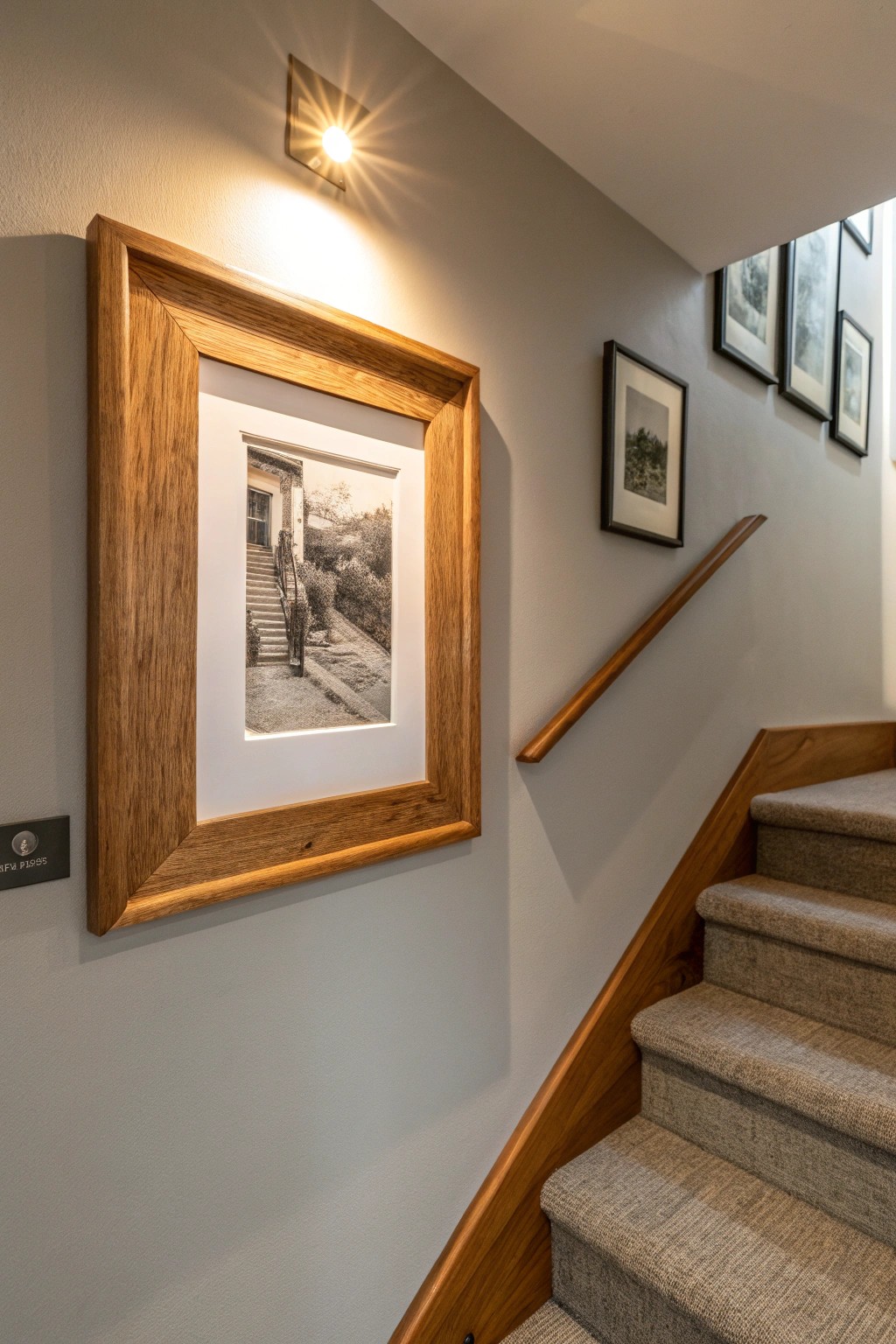 Set the tone for your man cave with a handcrafted framed photo in a cozy, well-lit entrance.