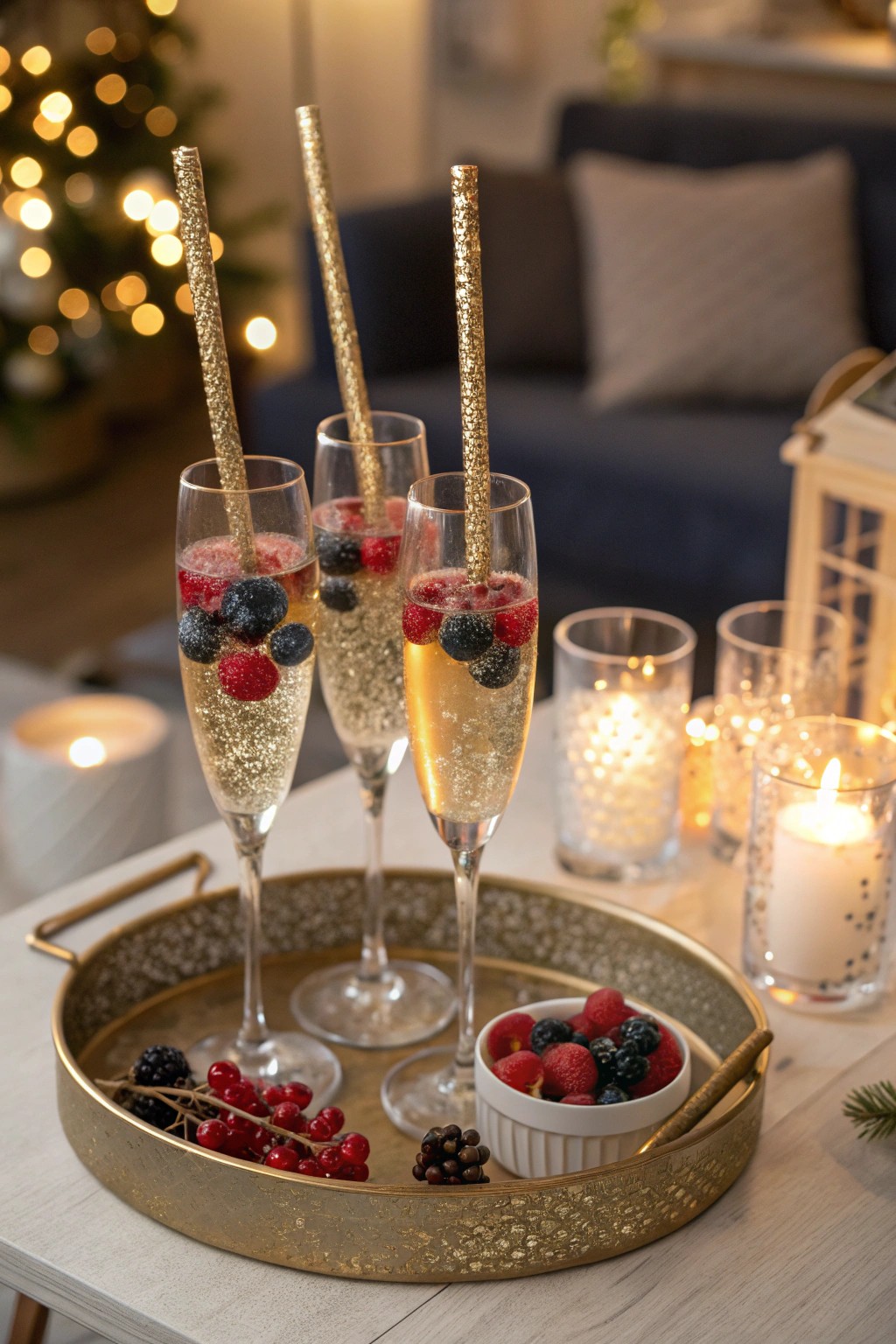 A beautifully arranged toast tray ensures a memorable welcome to the new year.