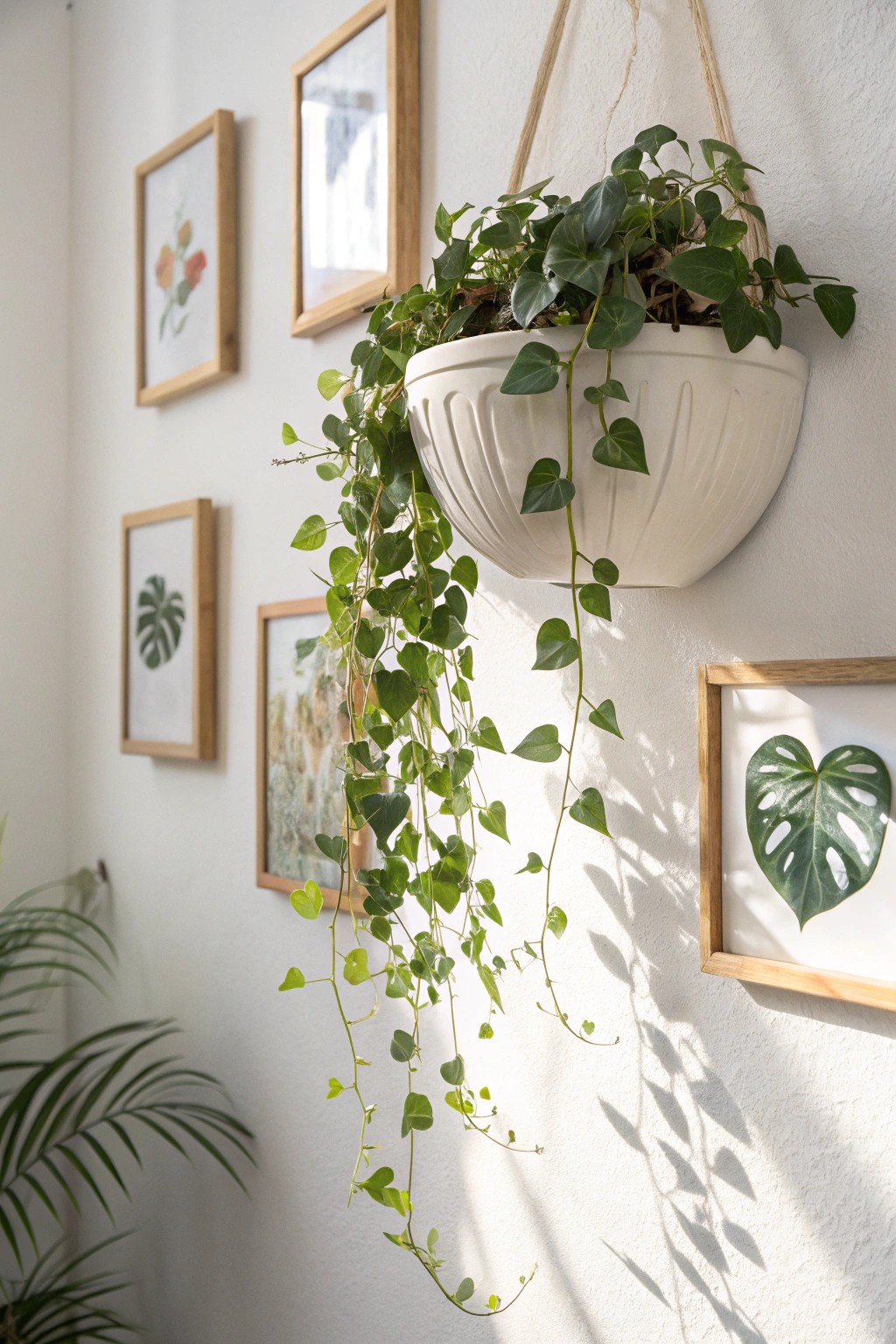 Bring your gallery wall to life with a touch of greenery and artisan charm.