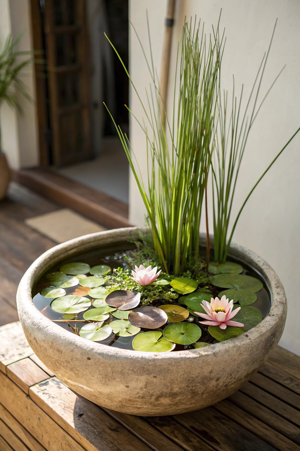 A handcrafted bowl becomes a serene aquatic plant jungle—nature’s artistry at home.