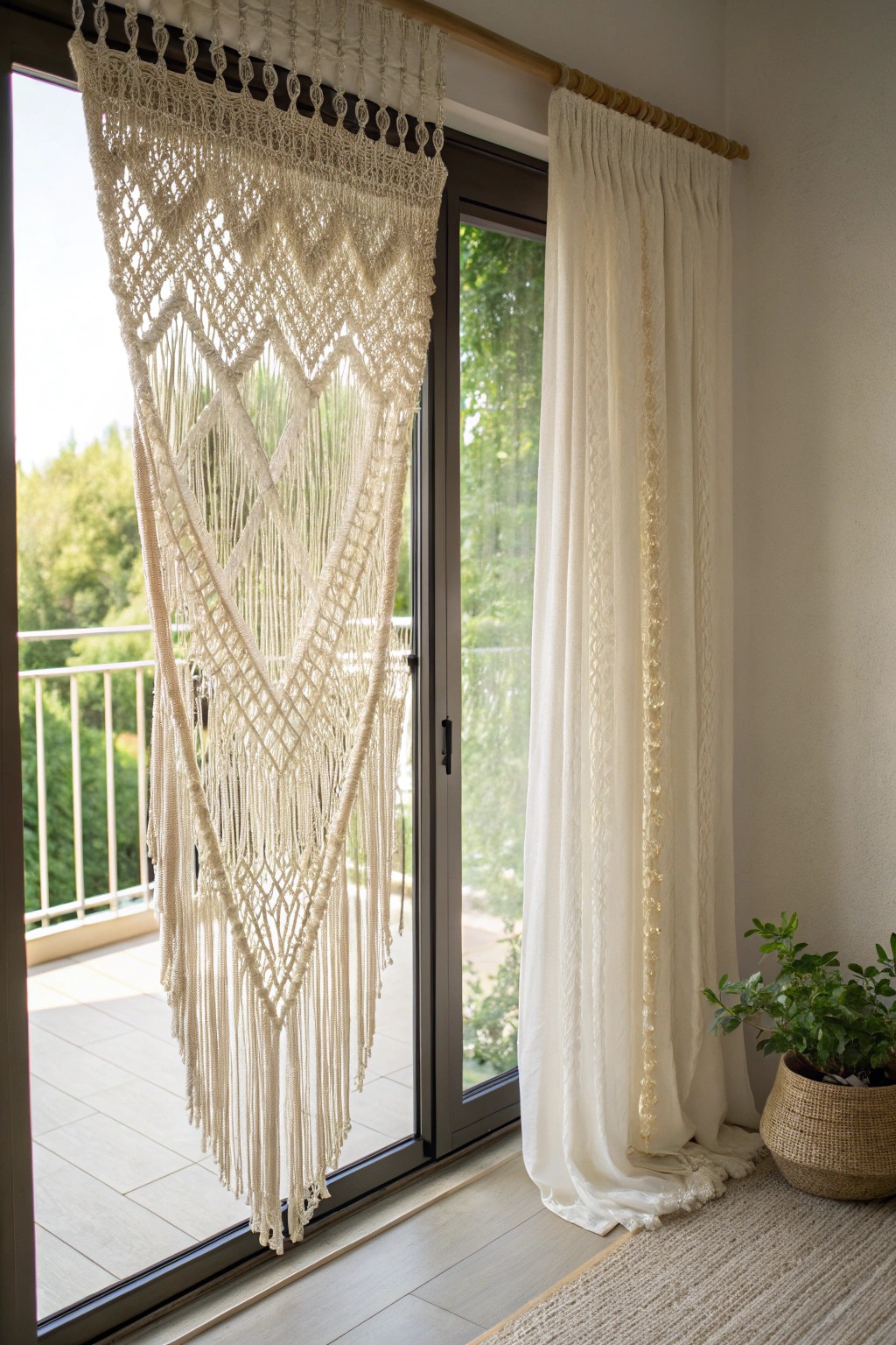Elevate your patio look with an artisanal macrame curtain—where simplicity meets stunning craft.