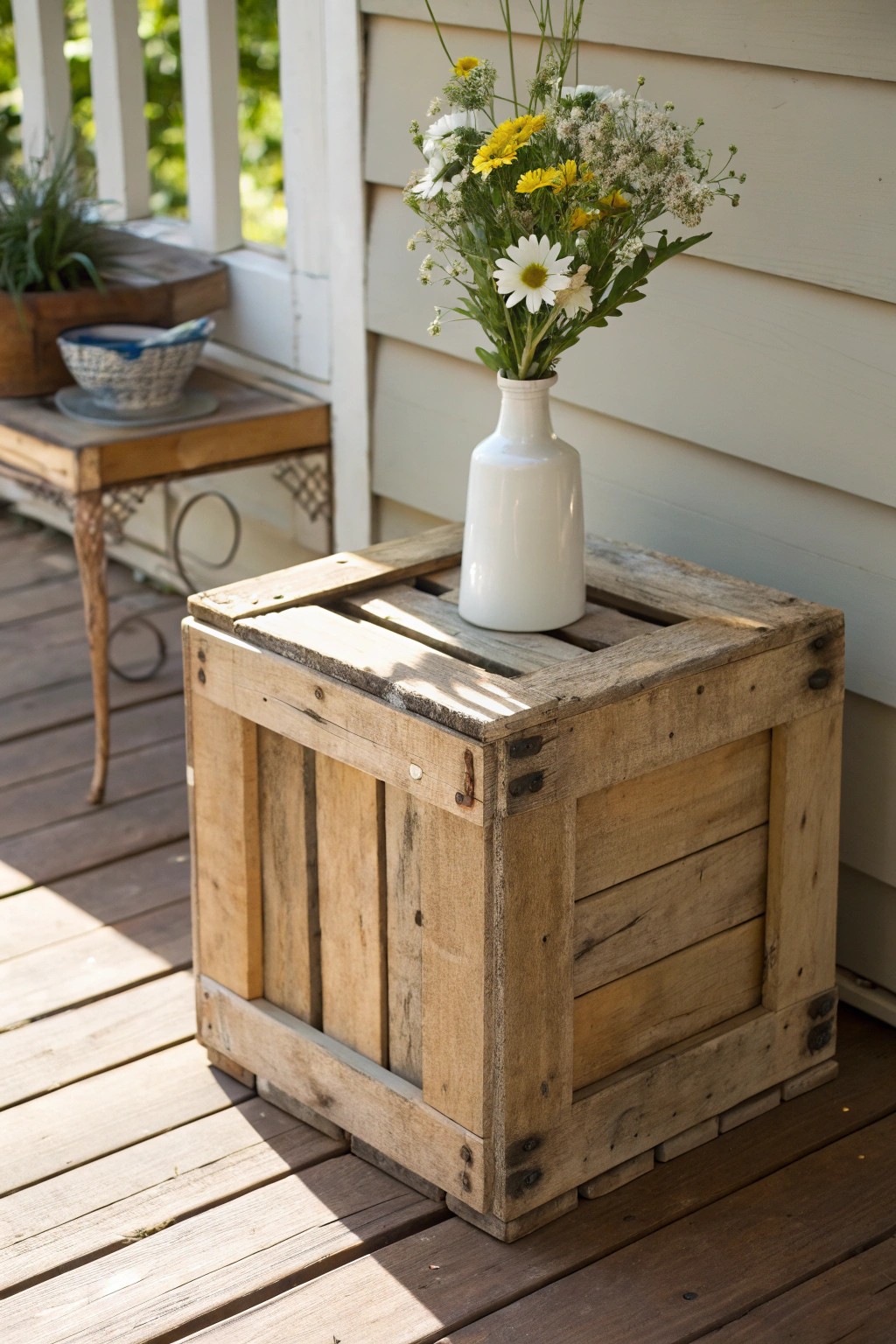 Turn a vintage crate into a charming porch side table—simple, natural, and full of character.