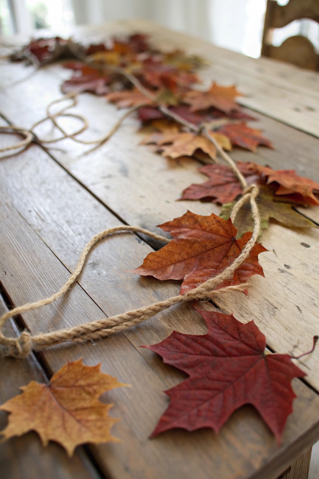 Bring autumn indoors with a handcrafted leaf garland—simple, natural, and stunning.