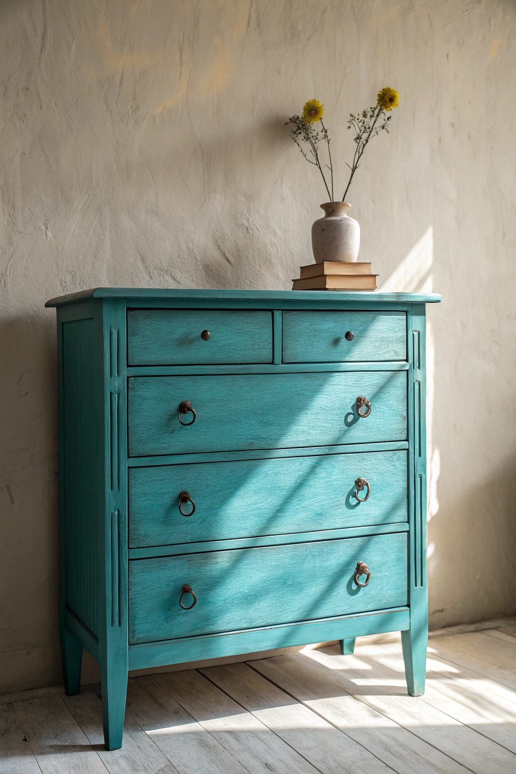 Make a statement: a bold teal dresser transforms any tween bedroom with color and creativity.