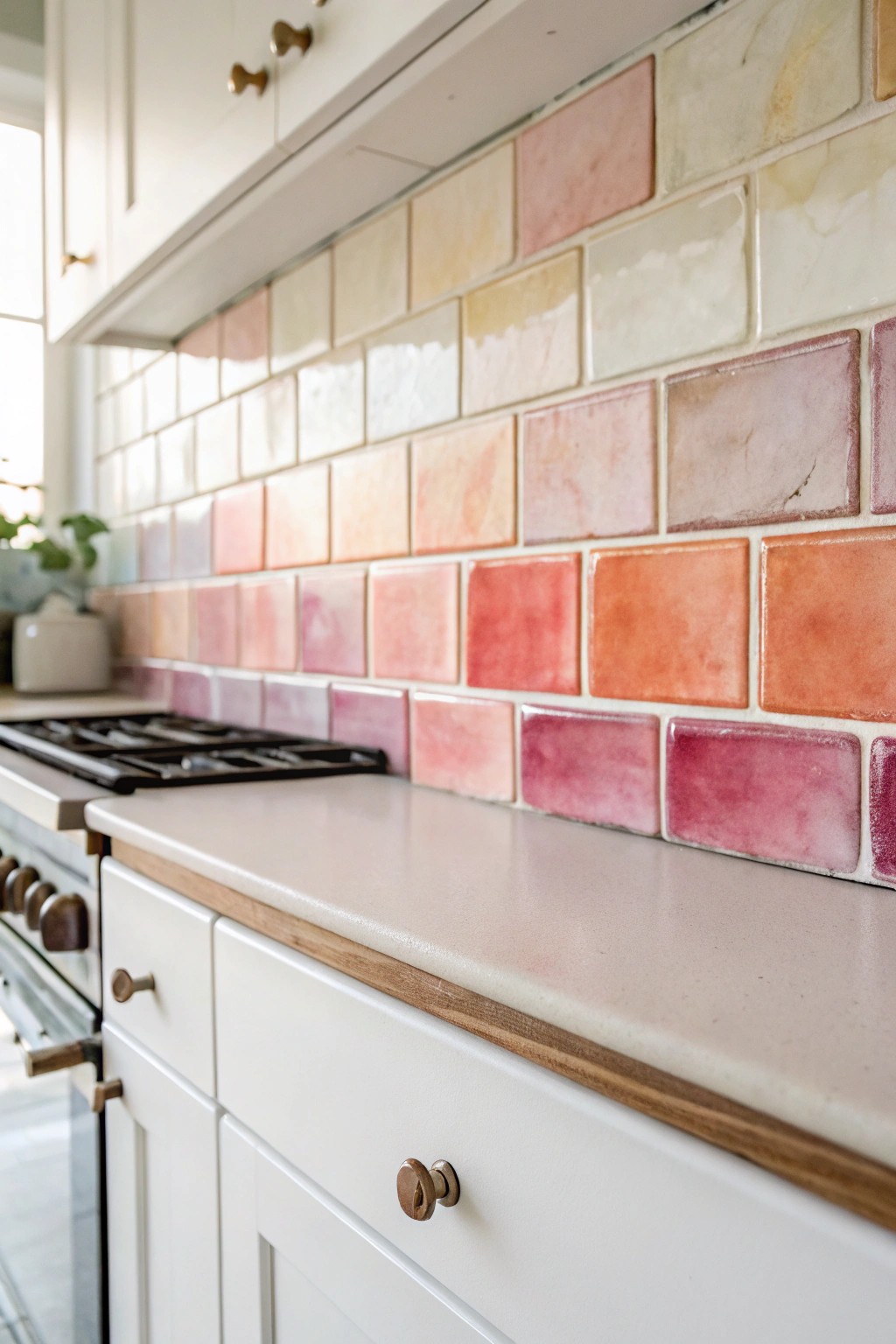 Elevate your kitchen with a handcrafted watercolor gradient tile—where art meets function.
