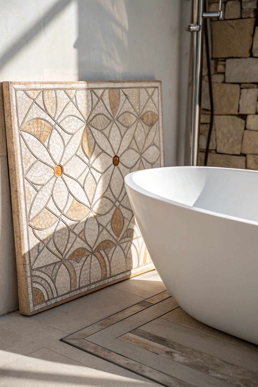 Elevate your bath ritual with a custom mosaic masterpiece.