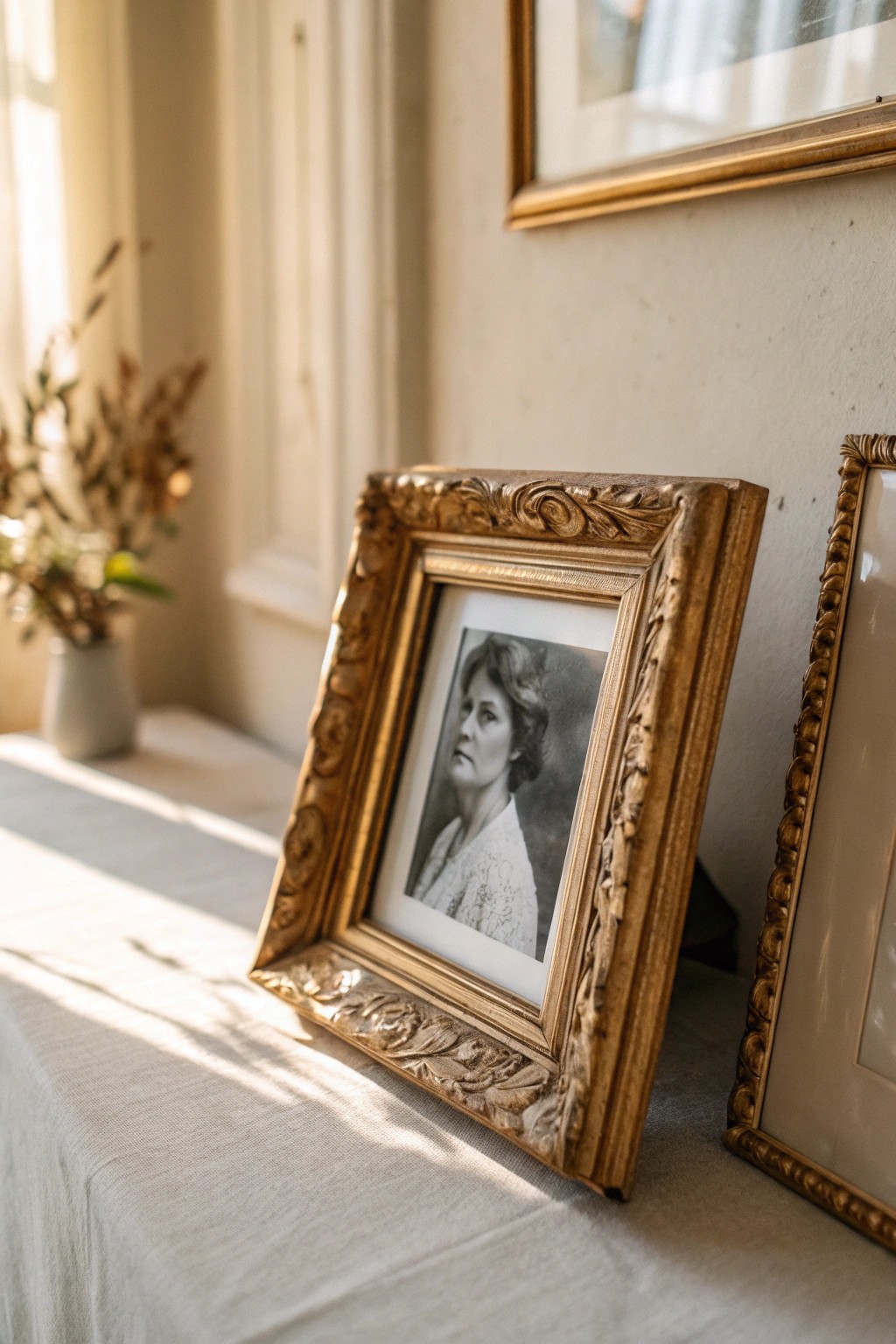 Timeless elegance: A vintage frame brings black-and-white memories to life.