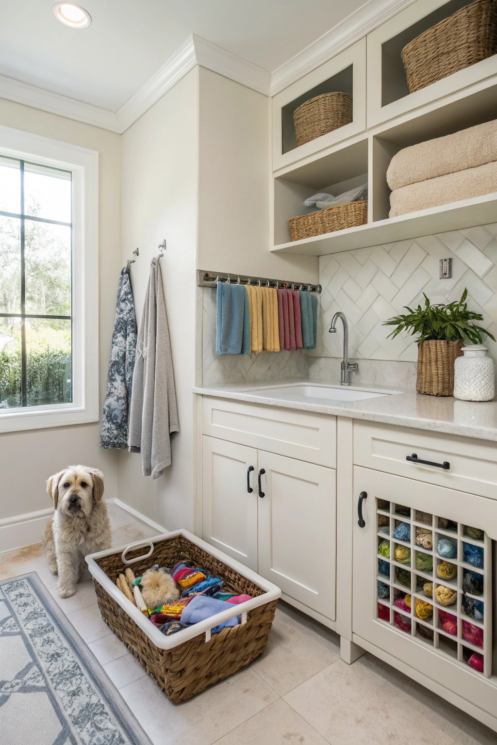 A pet care zone brings order and convenience for animal lovers.