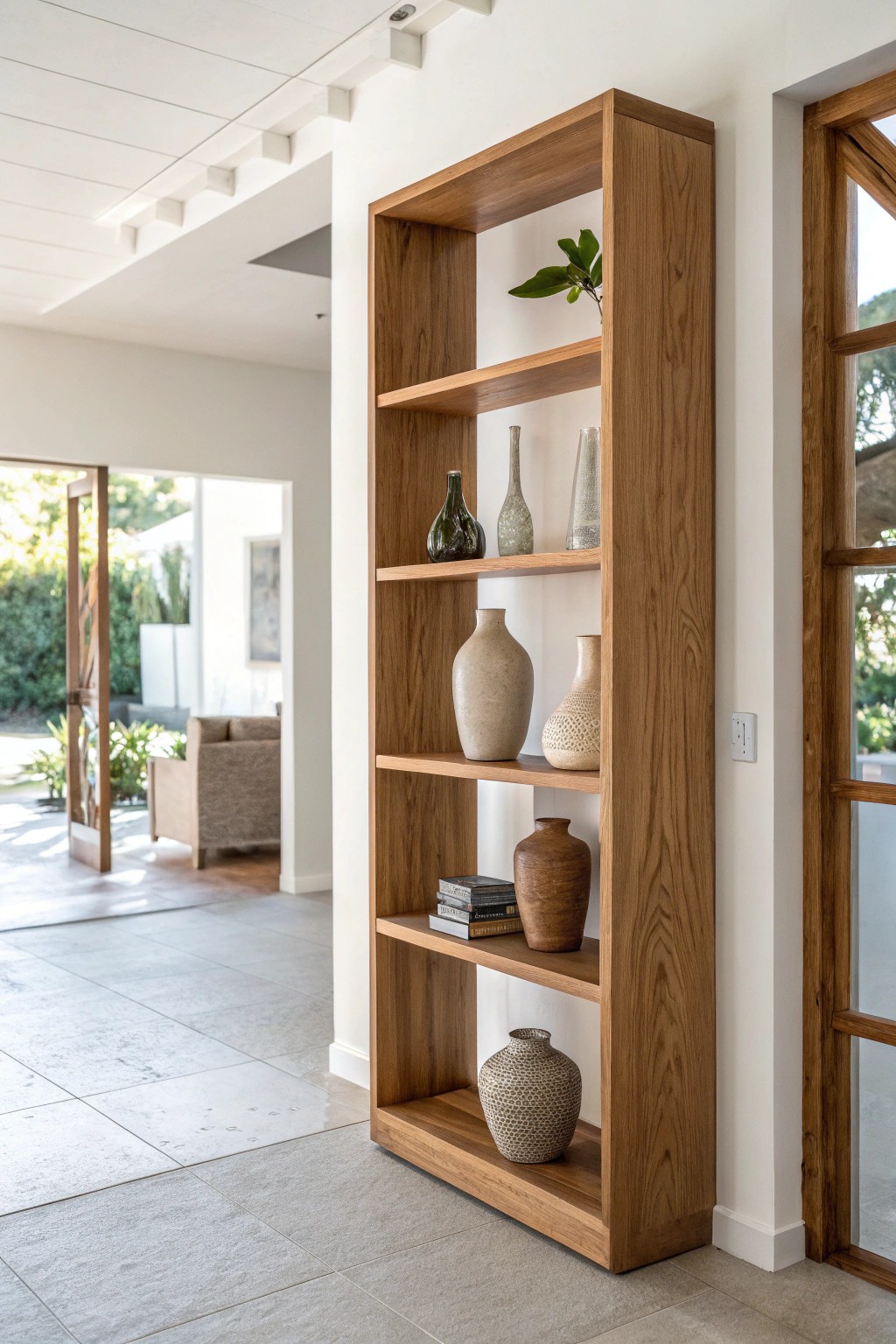 Elevate your entryway with a beautifully crafted open shelf divider—where function meets artistry.