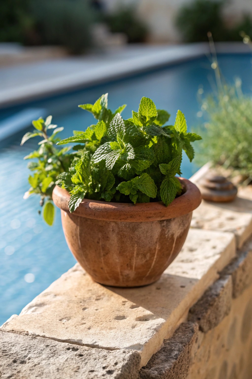 Fresh mint by the poolside—simple, beautiful, and deliciously aromatic.