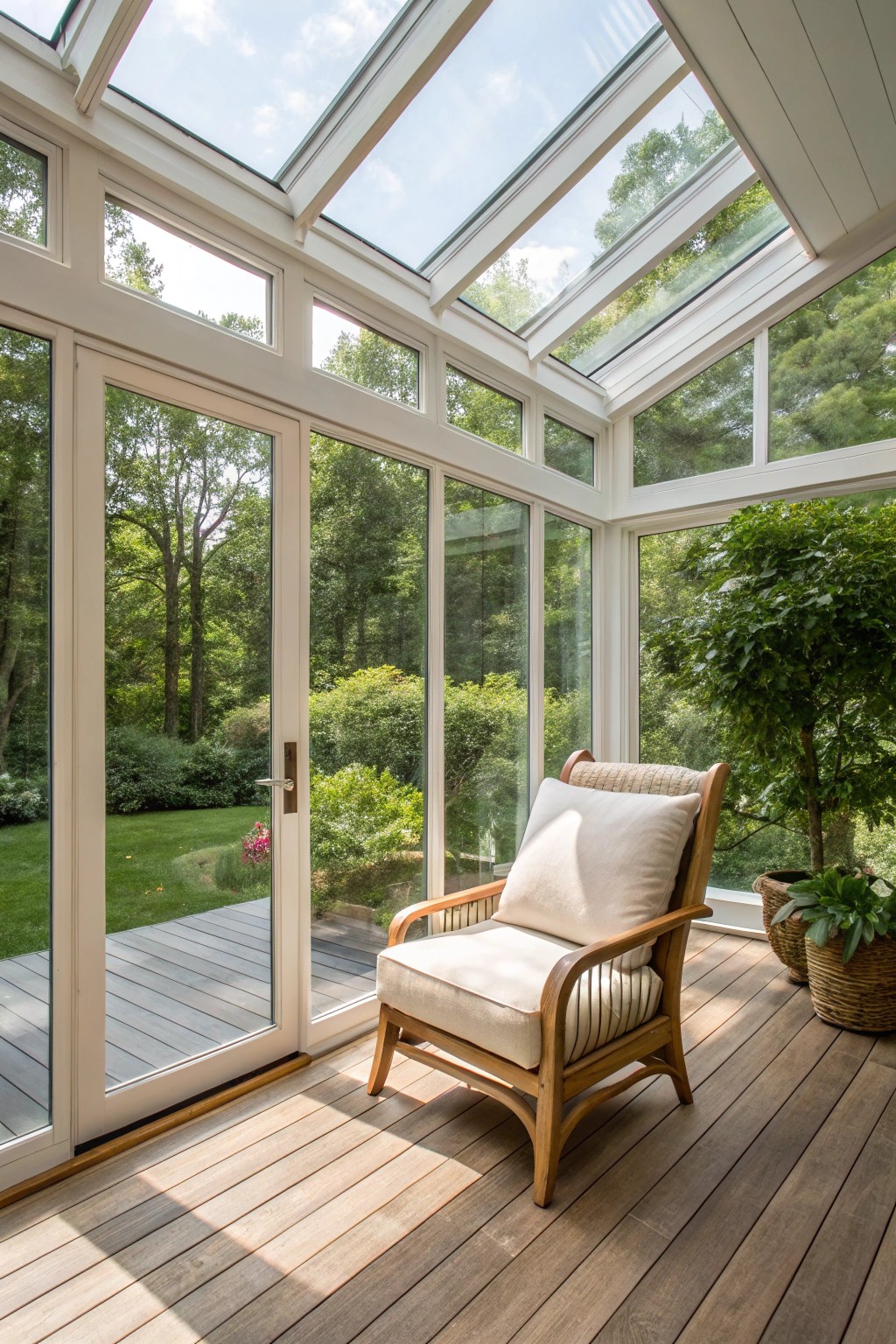 A serene sunroom retreat—where natural beauty meets year-round comfort.