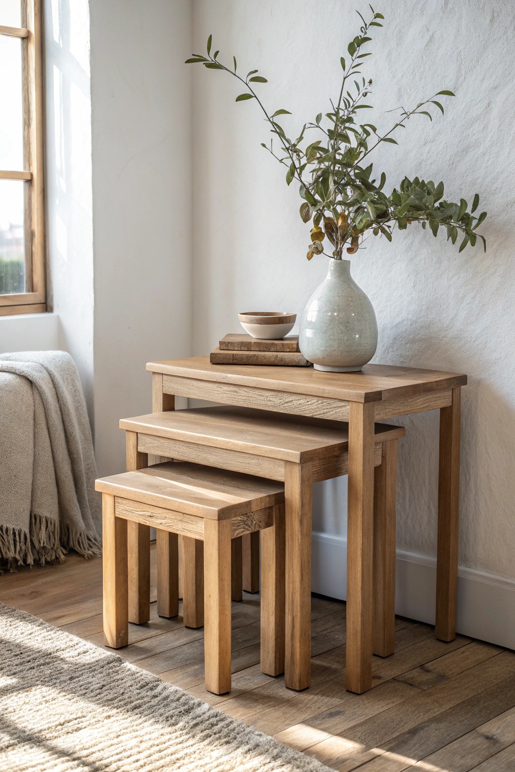 Nesting tables: style and versatility for small spaces.