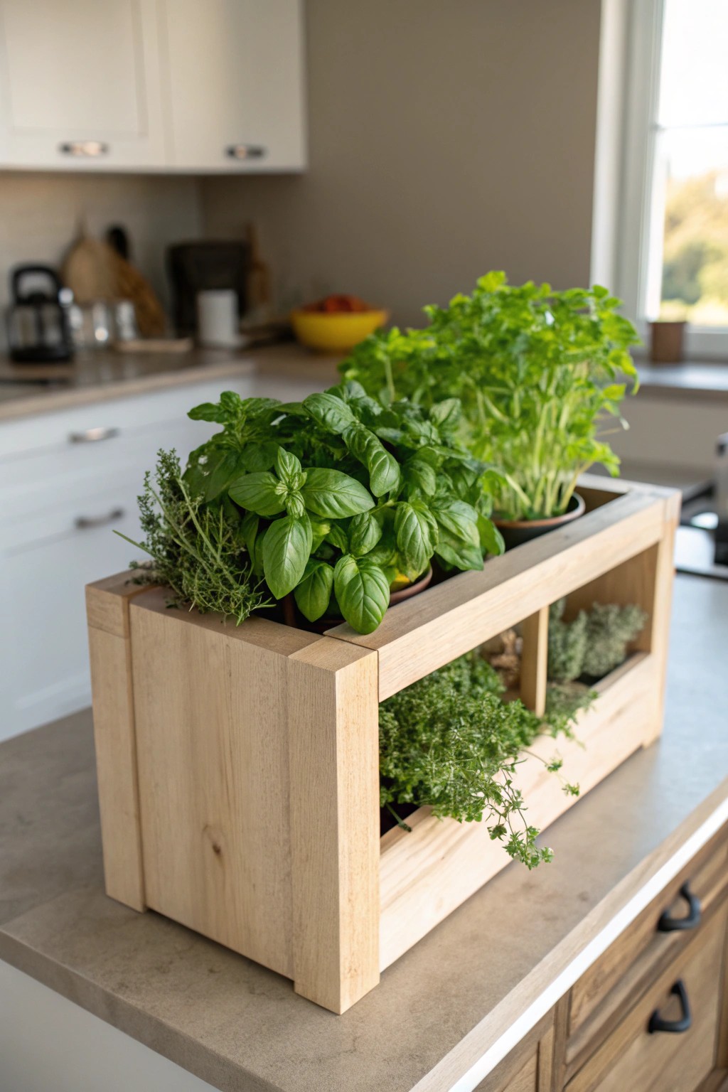 Bring nature into your kitchen with a stunning built-in herb garden island.
