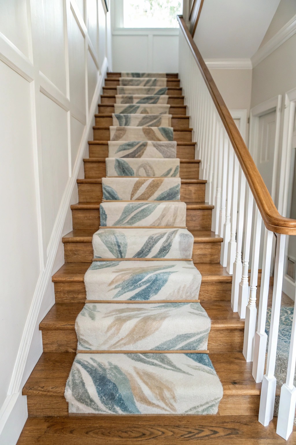 Turn your stairs into a canvas with an artisan abstract stair runner.