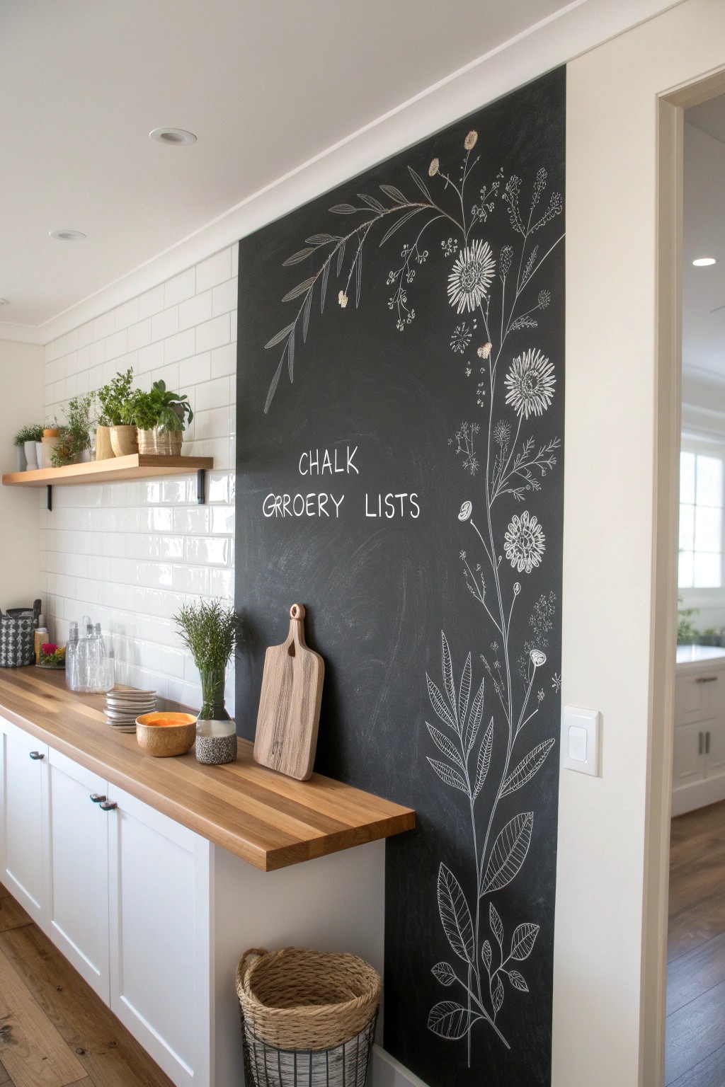 Elevate your space with a minimalist chalkboard wall—where style meets creativity.
