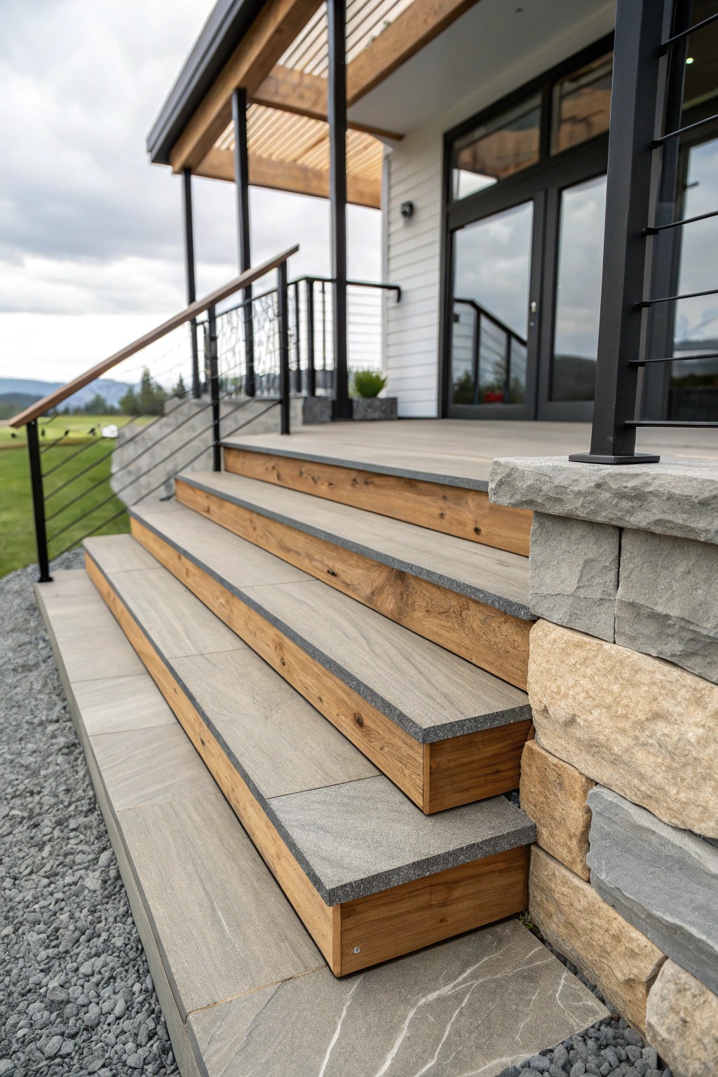 Elevate your entryway with the timeless charm of mixed materials.