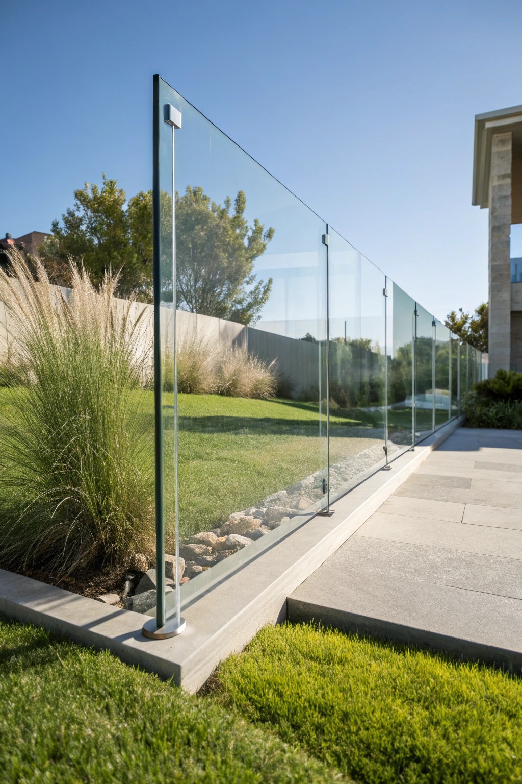 Elevate your curb appeal with a sleek, transparent glass fence for effortless modern luxury.