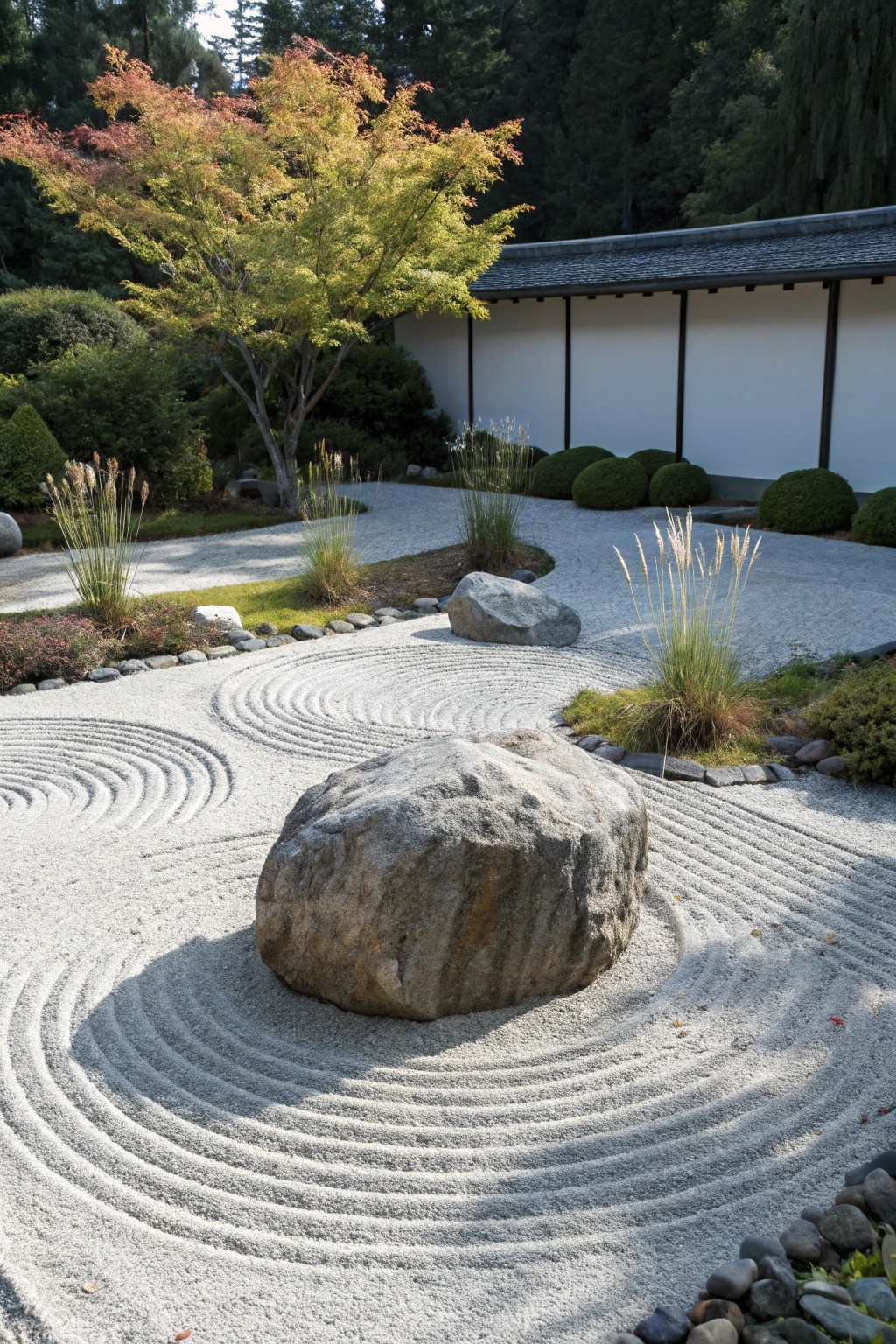 Find serenity in the simplicity of a Zen gravel garden.