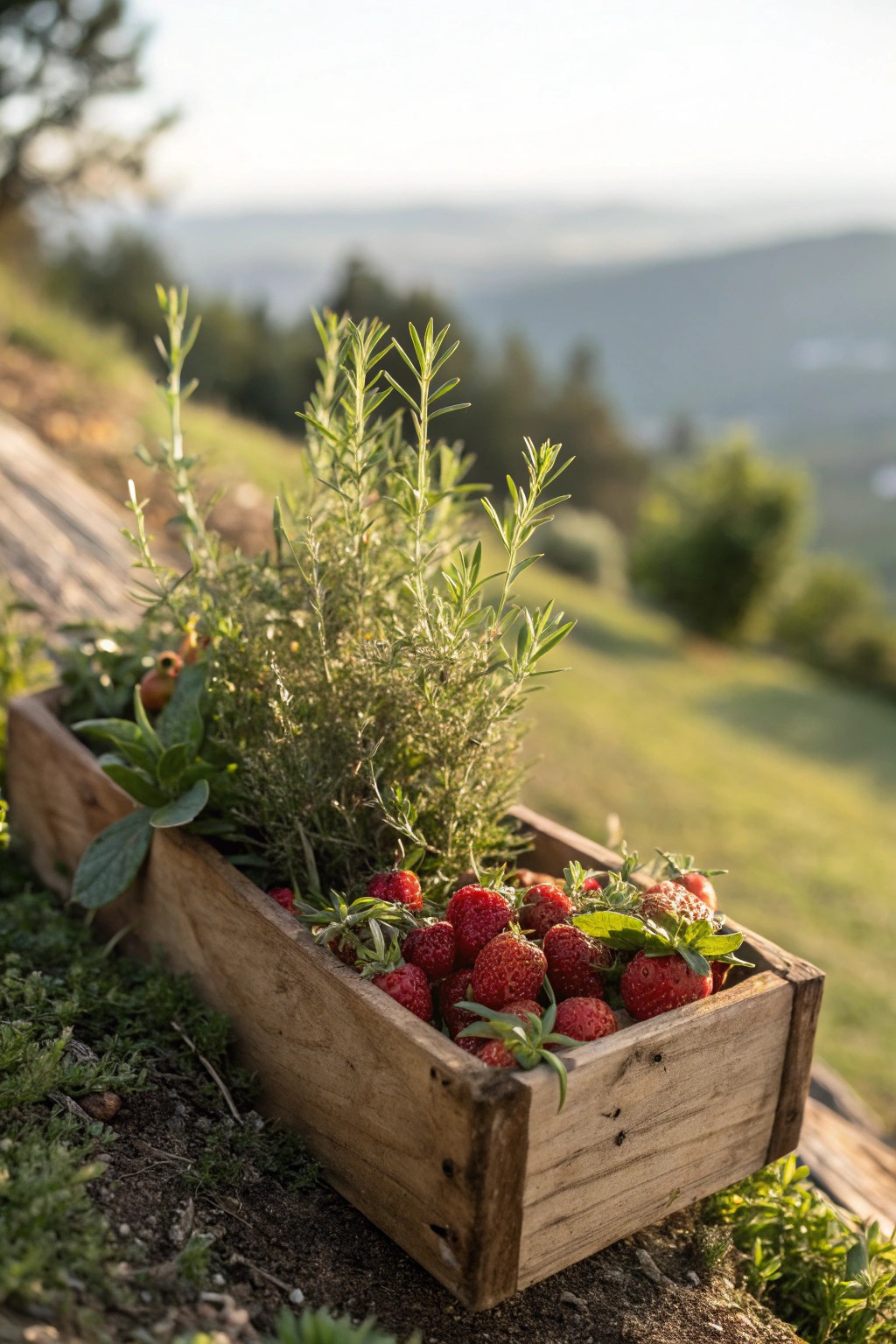 Grow beauty—and flavor—on your hillside with easy-care herbs and berries.