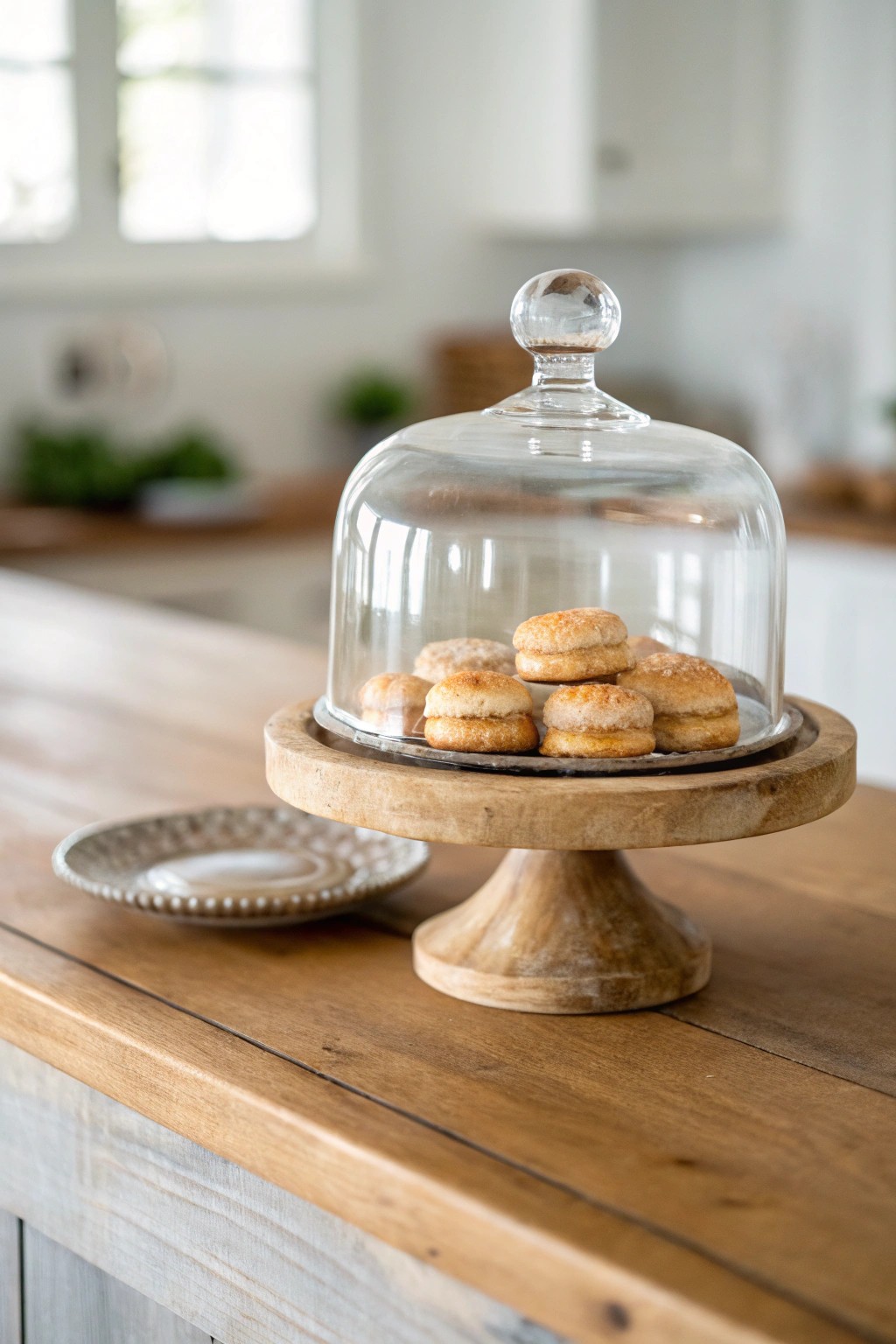 Elevate your kitchen island with a simple glass cloche display—where everyday routines feel like a special occasion.