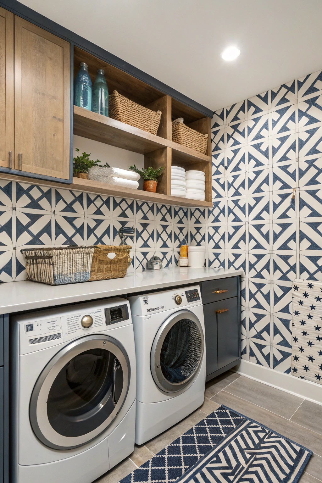 A statement wall adds drama and draws the eye to your organized storage.