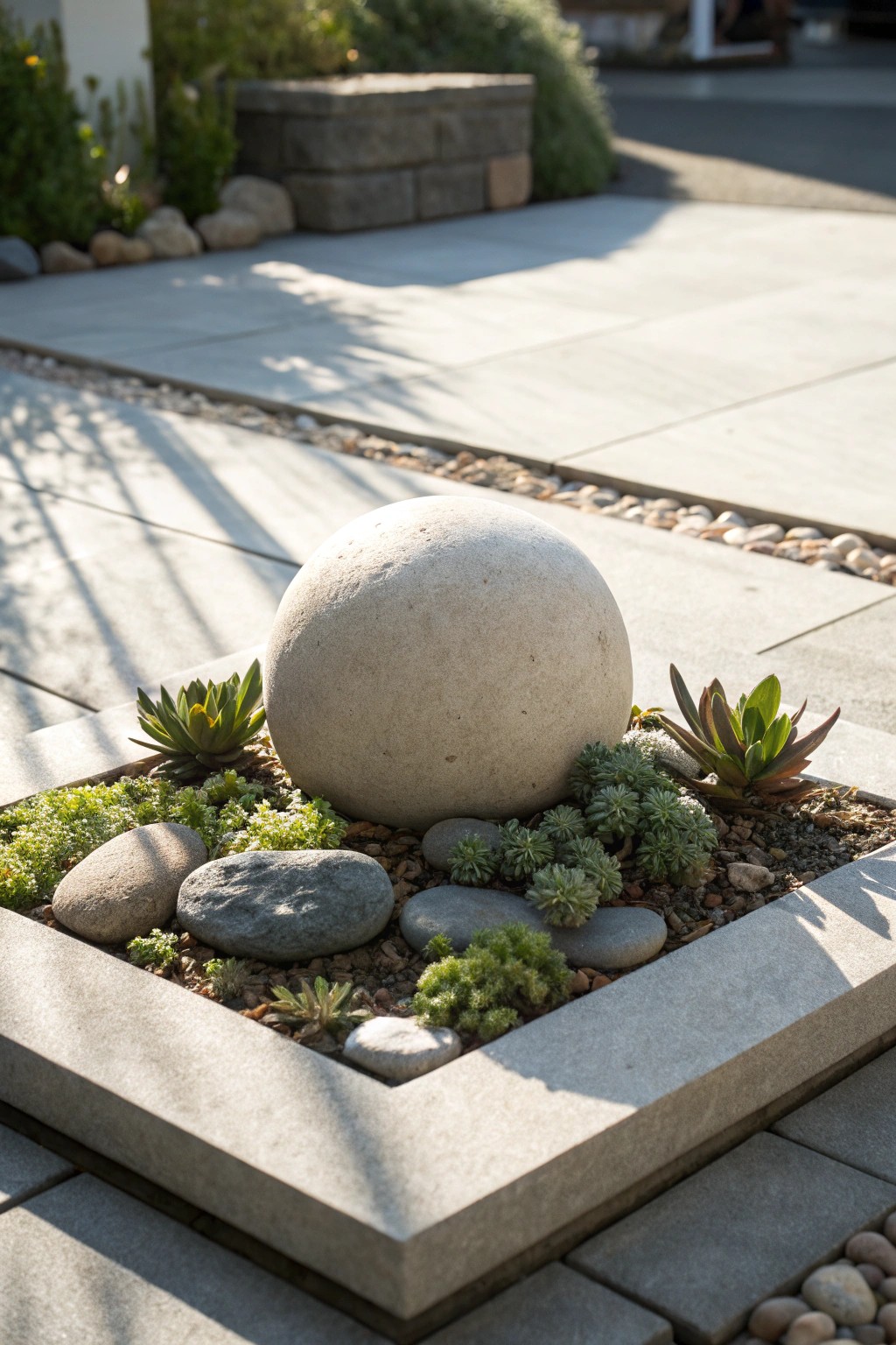 Elevate your patio with a sculptural stone accent for timeless natural beauty.