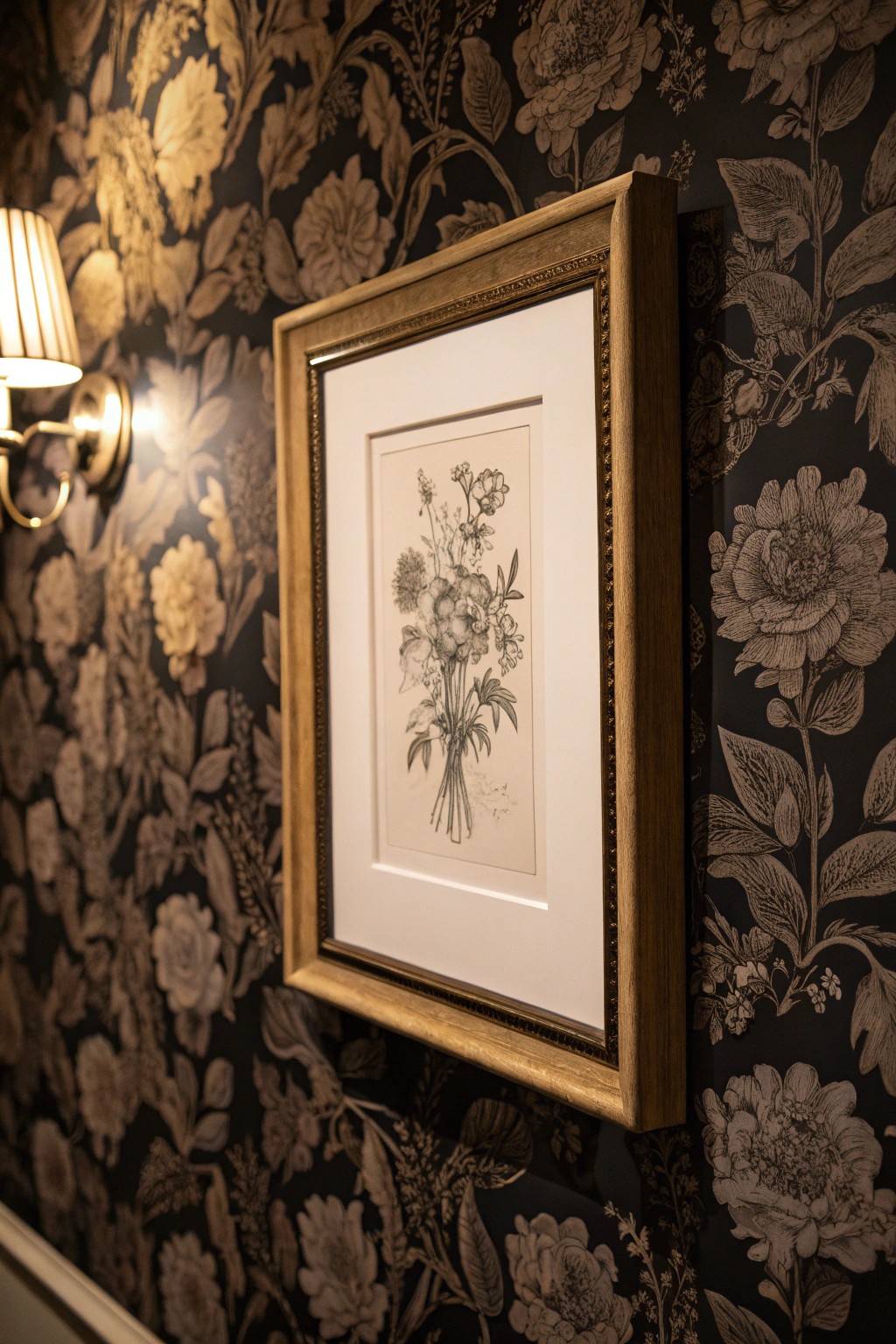 Elevate your space: Layer minimalist art over bold wallpaper for instant drama.