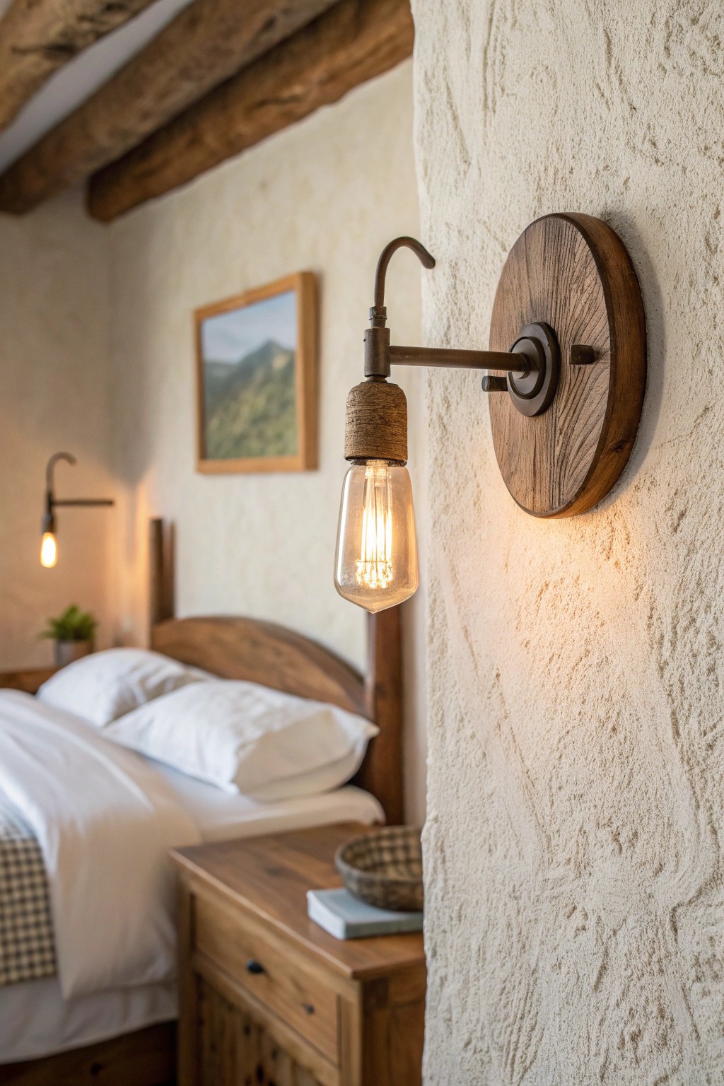Illuminate your space with rustic charm—handcrafted bedside sconce inspiration.