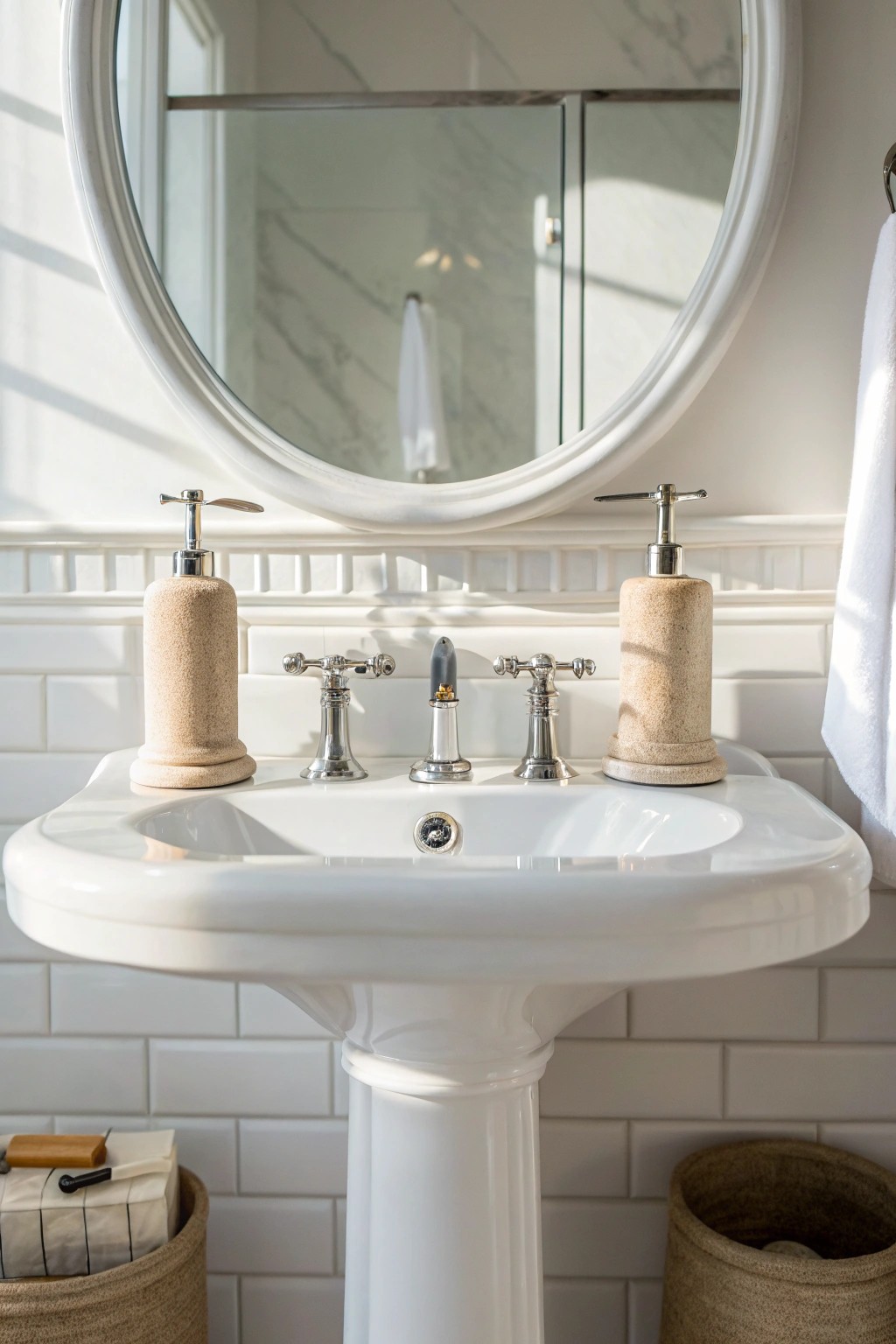 Sacred symmetry: elevate your bathroom with soothing, balanced design.