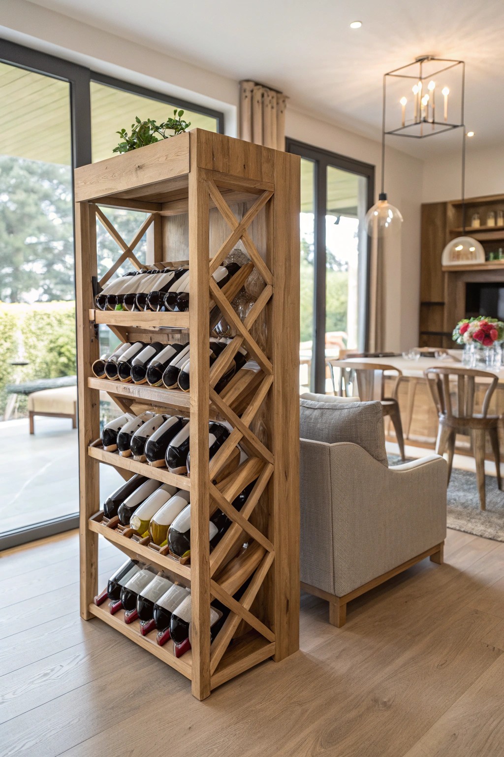 Let your wine collection shine as a stunning room divider.