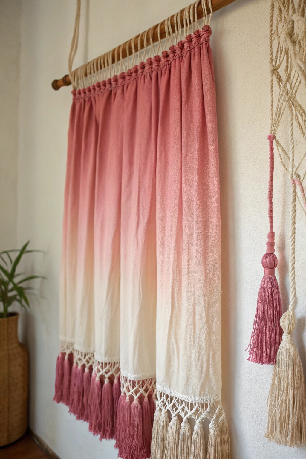 Soft ombré fringe curtain—pure handcrafted charm for any dreamy backdrop.