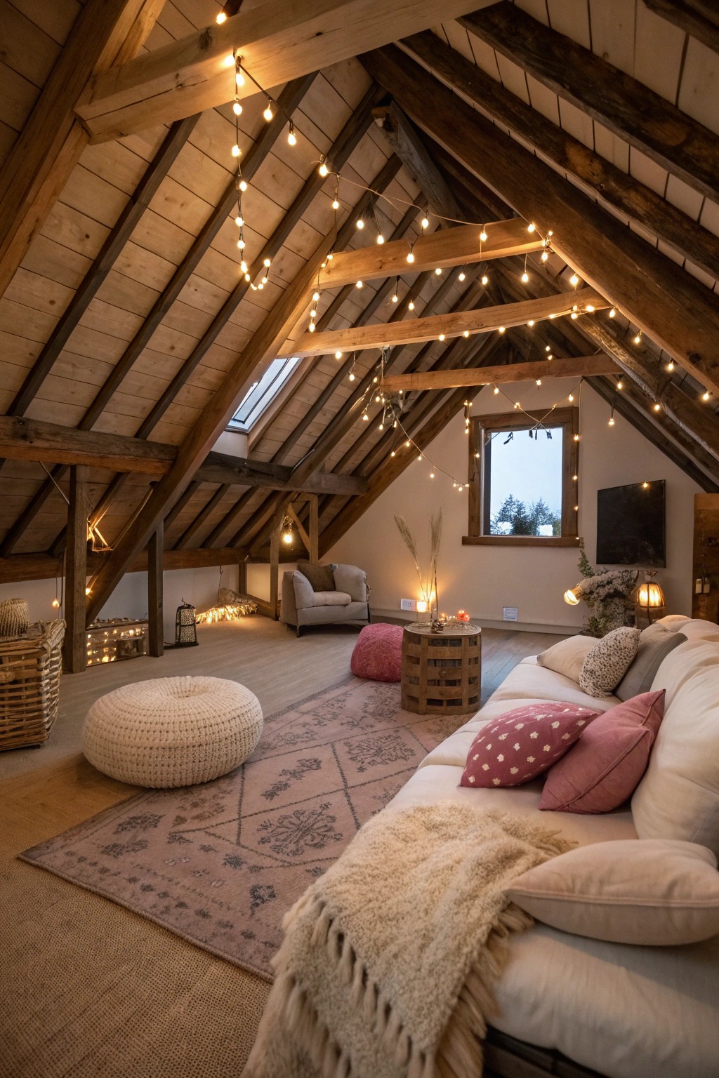 An enchanting attic space, perfect for creative escapes or peaceful nights.
