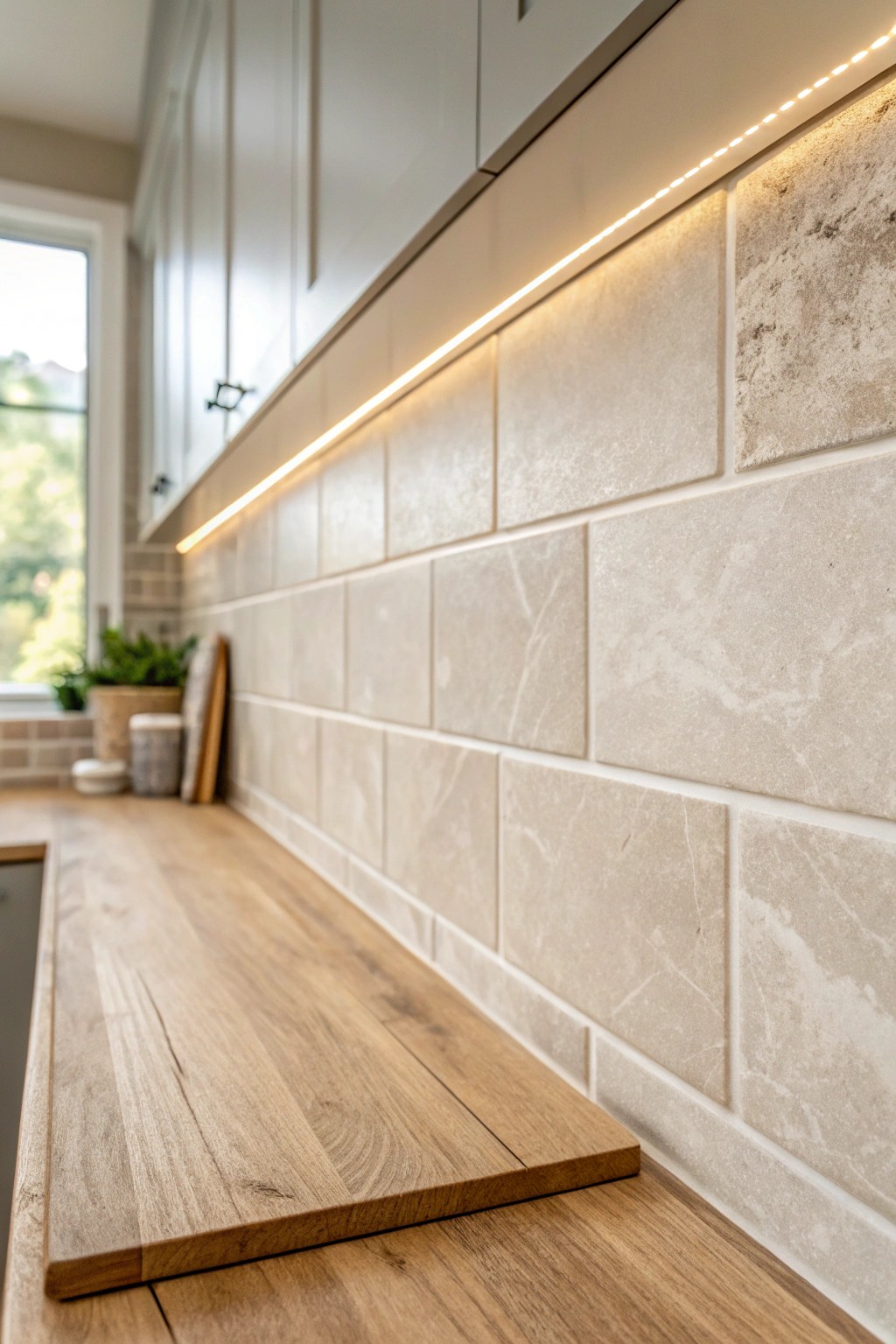 Elevate your kitchen with seamless, oversized tiles—beauty meets budget.