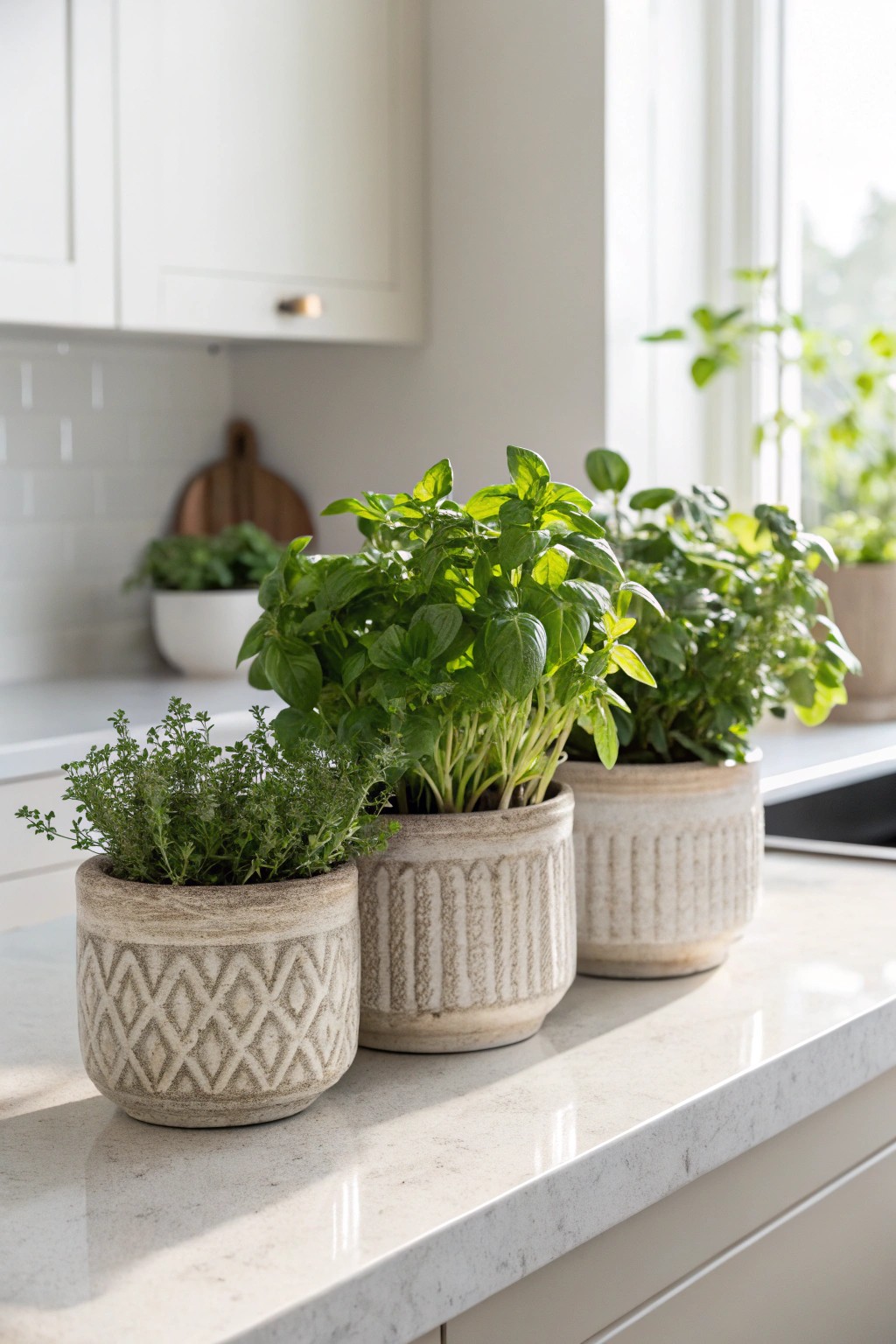 Elevate your kitchen island with a living herb garden—simple, fresh, and irresistibly charming.