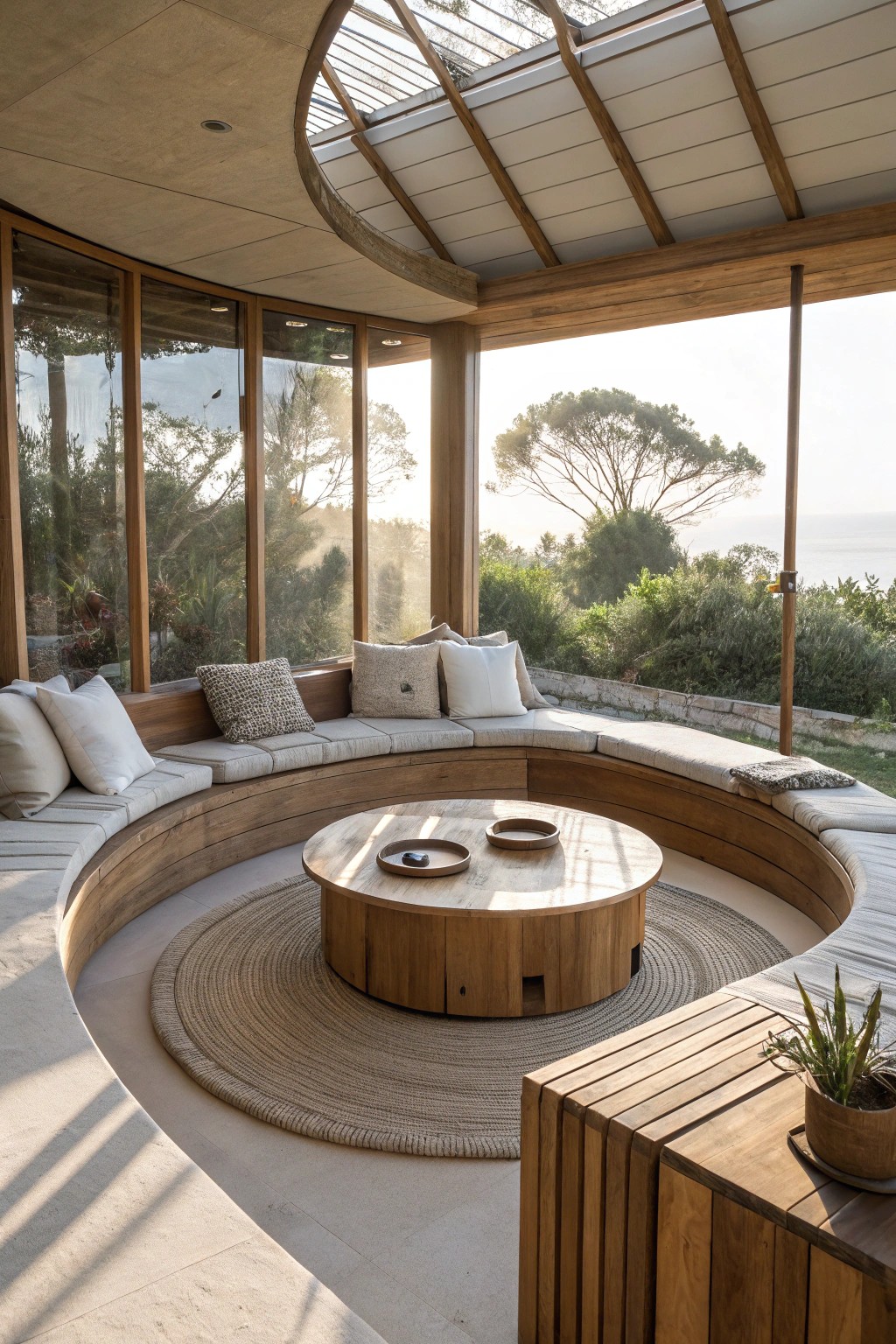 The heart of home: a sunken circular seating nook for effortless gathering.