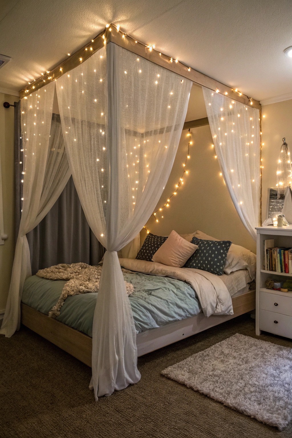 A bed canopy or nook offers comfort and a hint of adventure.