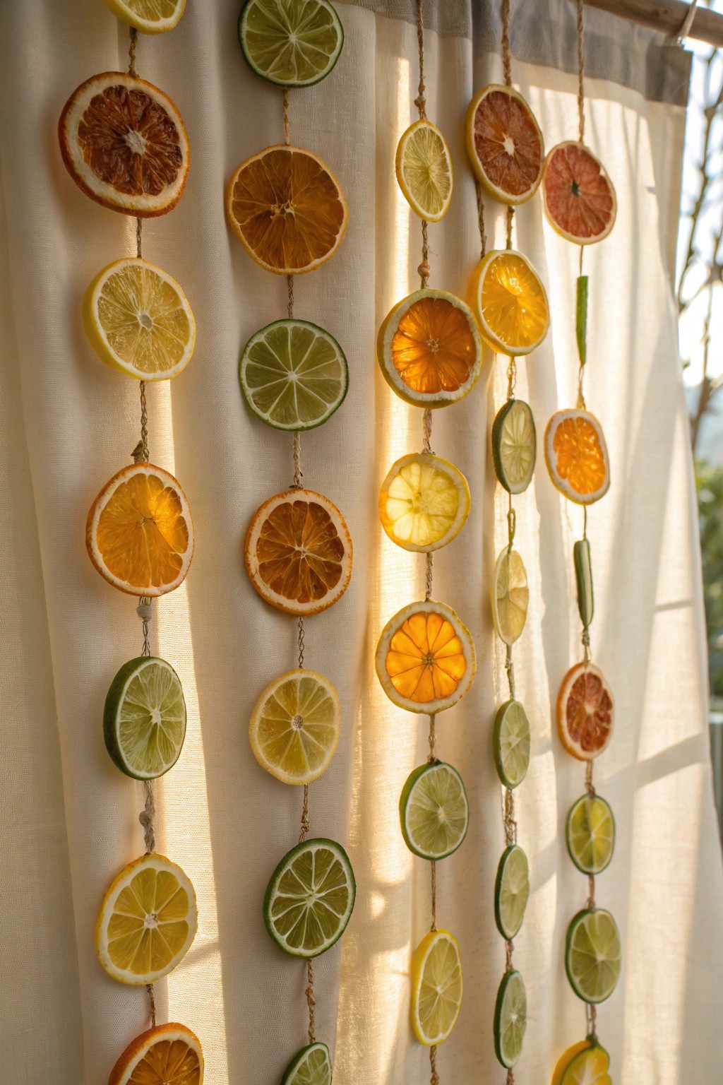 Bring summer vibes indoors with a stunning dried citrus slice wall—nature’s art and fragrance in one!