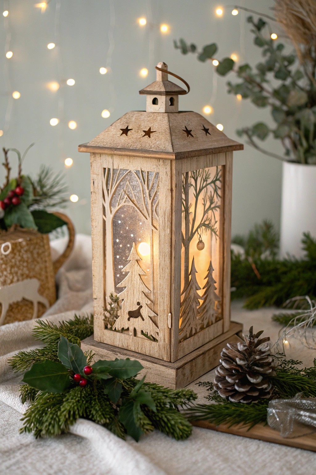 Santa’s Secret Garden: A handcrafted lantern glowing with holiday magic.