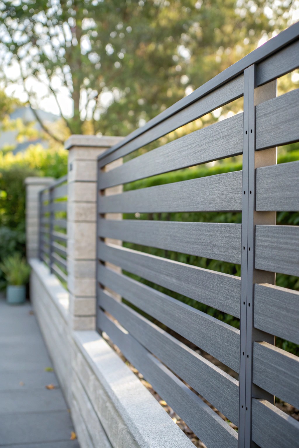 Eco-chic: Modern fence with recycled plastic slats for sustainable style