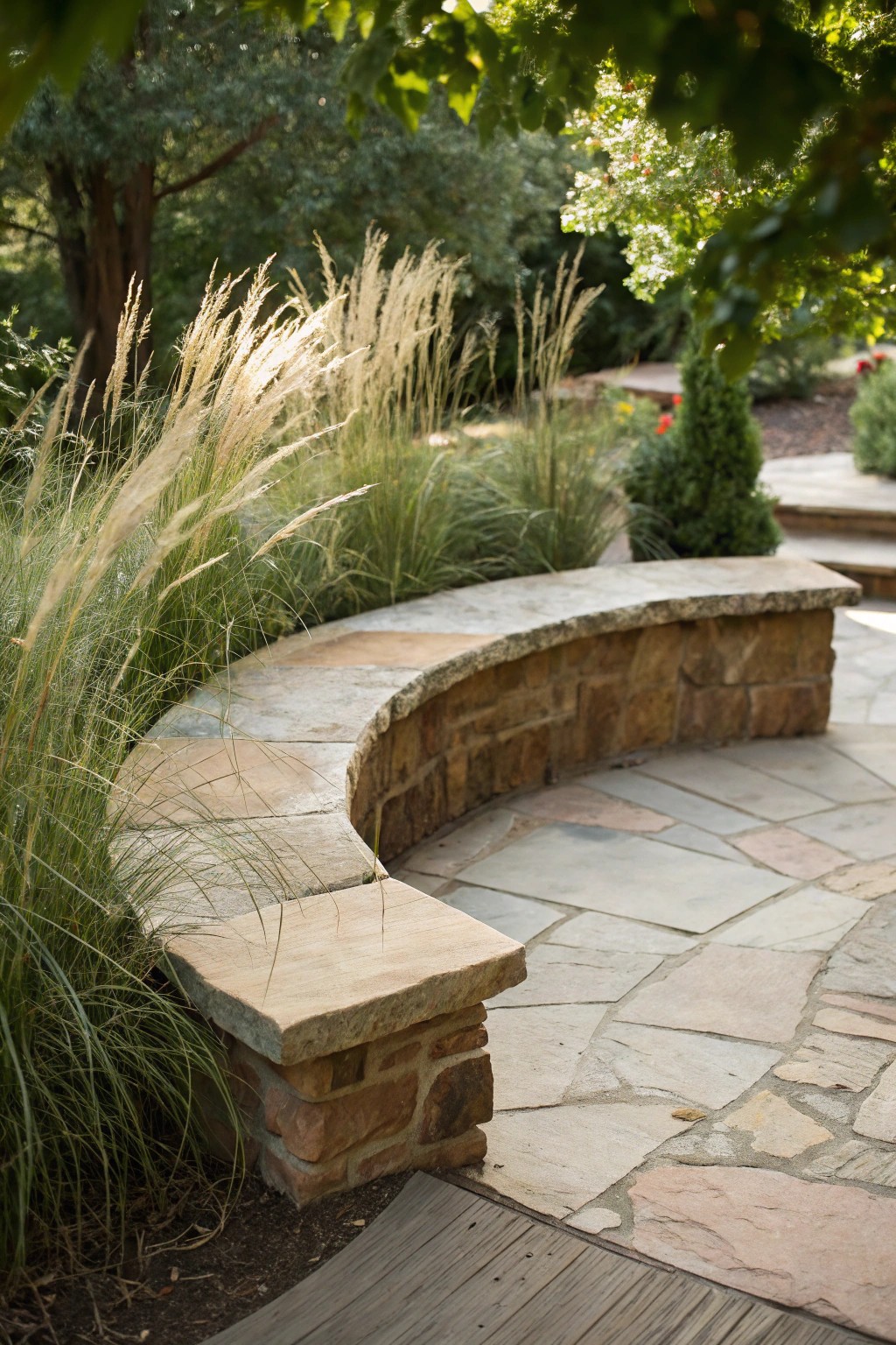 Discover your own secret nook: a cozy stone bench hidden in nature’s embrace.