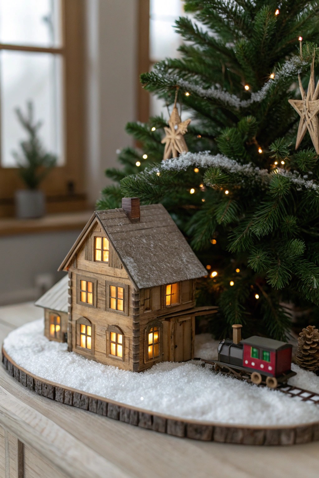 Magical Christmas village under the tree—where cozy craftsmanship meets holiday wonder.