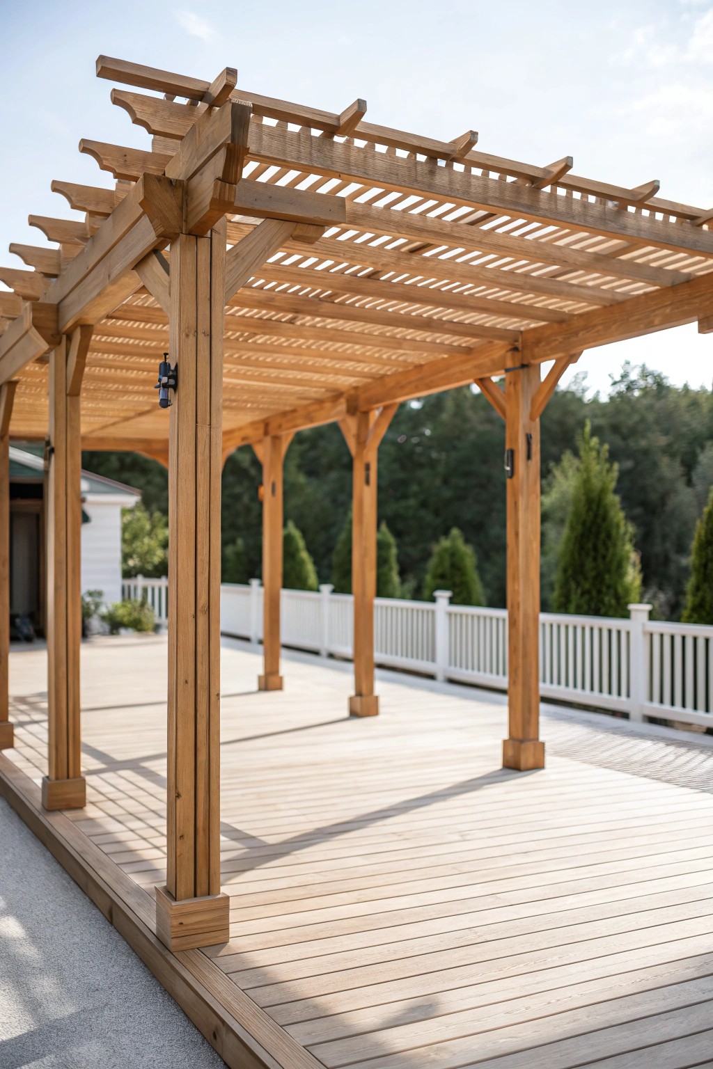 Effortless elegance: a handcrafted pergola with adjustable slats for perfect light, any time.