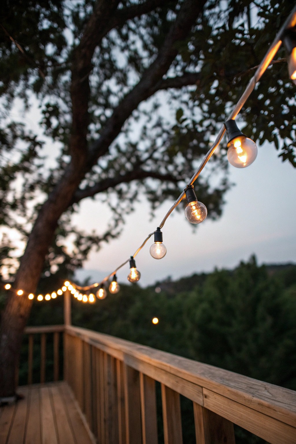 Transform your deck into a dreamy retreat with simple string lights.