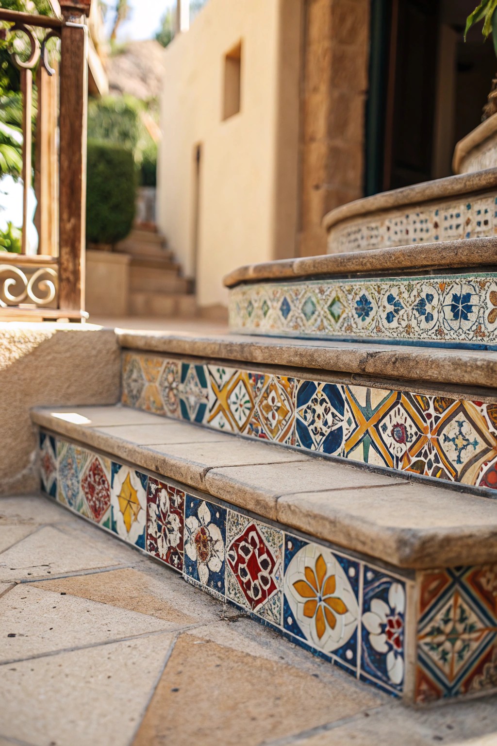 Elevate your entryway with artisan tile risers for a stunning first impression.