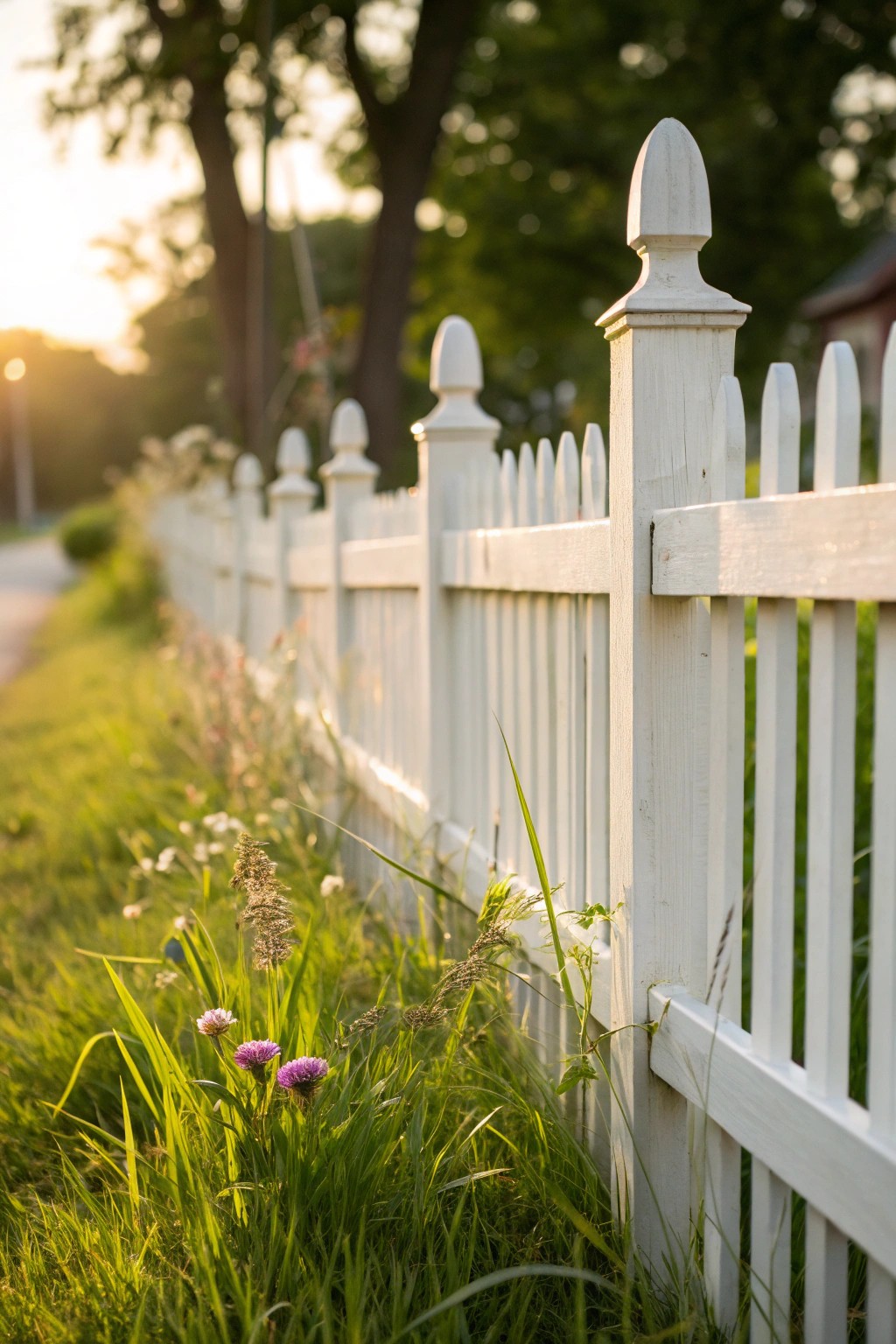The timeless charm of a classic white picket fence—simple, welcoming, and beautifully crafted.