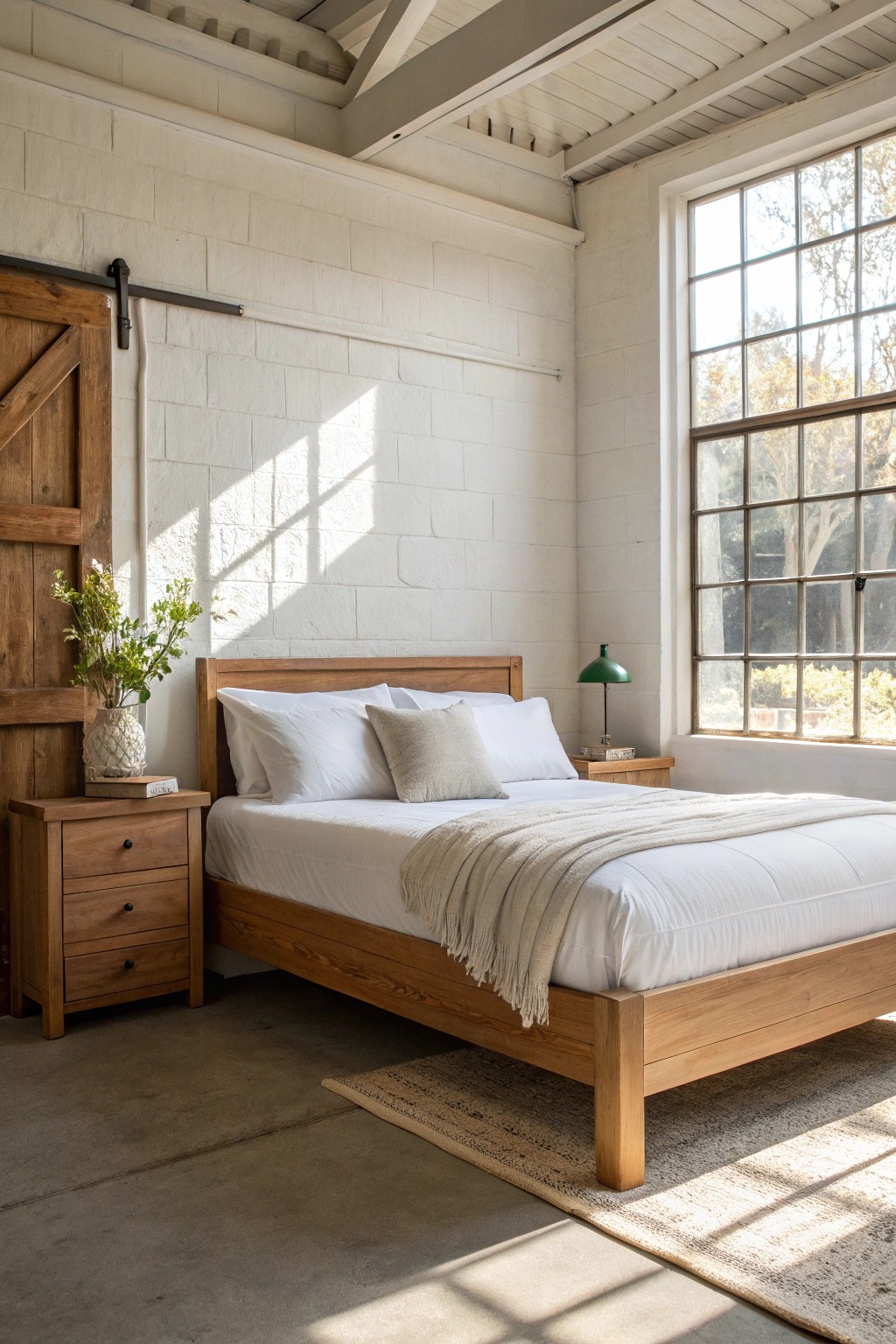 A serene guest suite oasis—where simplicity meets luxury in a converted garage.