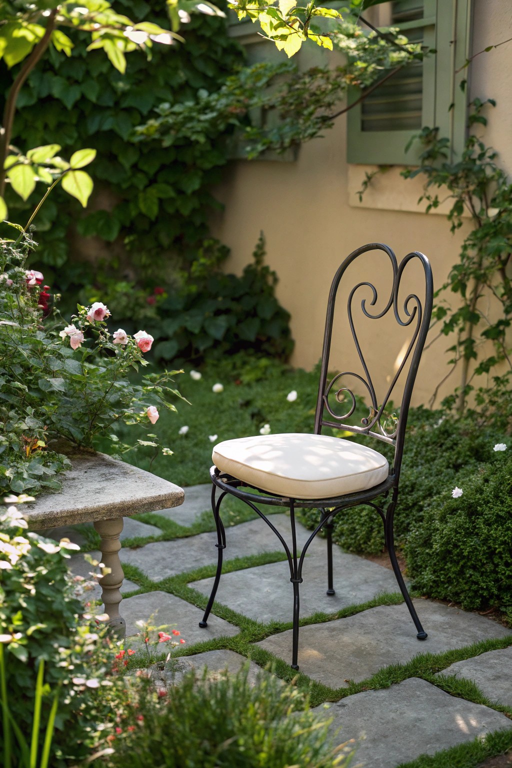 A cozy garden nook: the perfect spot to unwind and savor the beauty of nature.