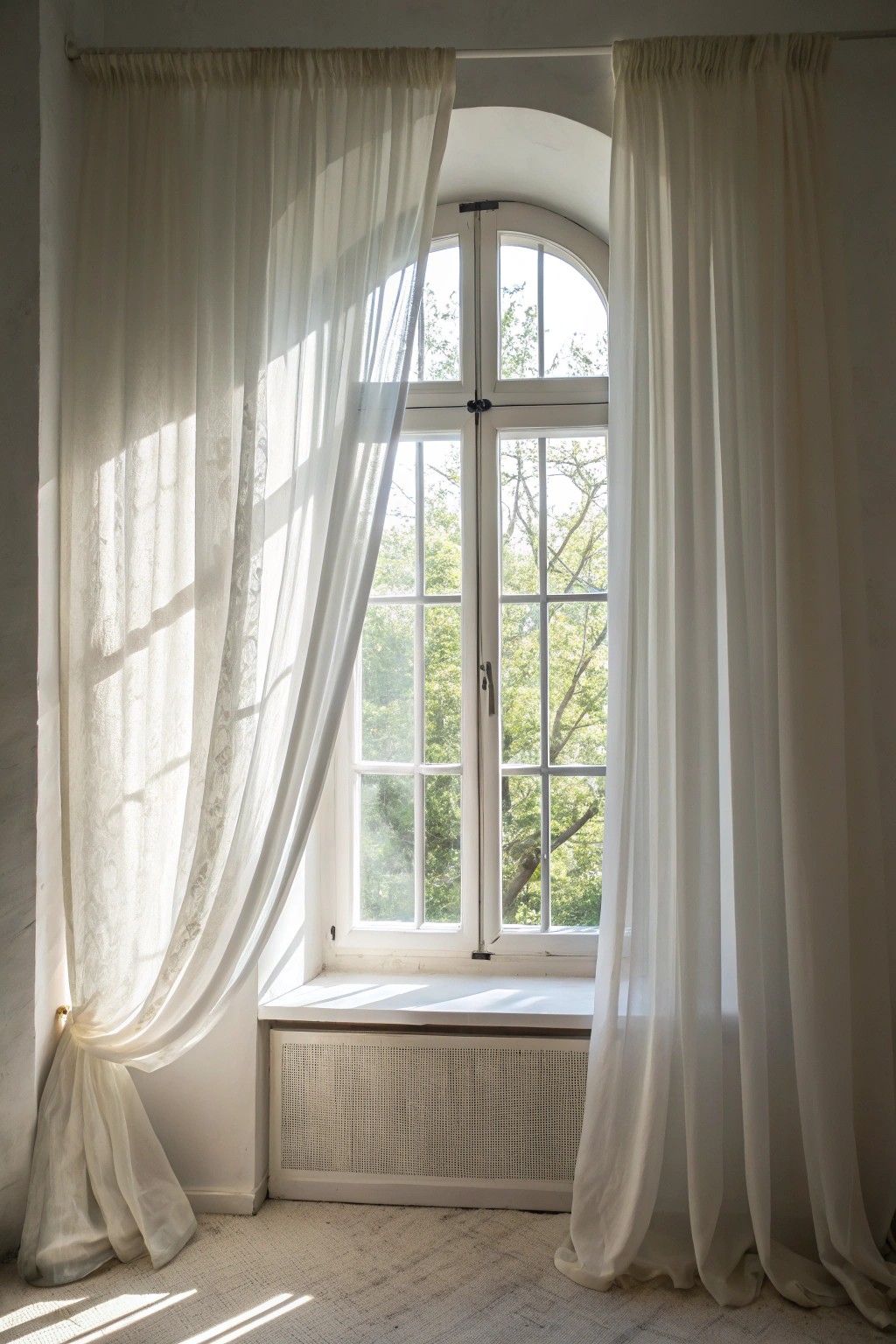 Effortless elegance: Layer sheer and linen curtains for light-filled, cozy living spaces.
