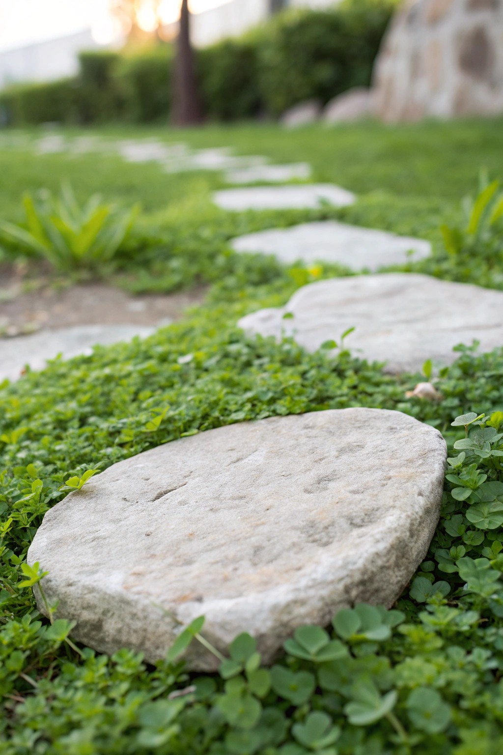 A serene stepping stone path: effortless beauty for your side yard.